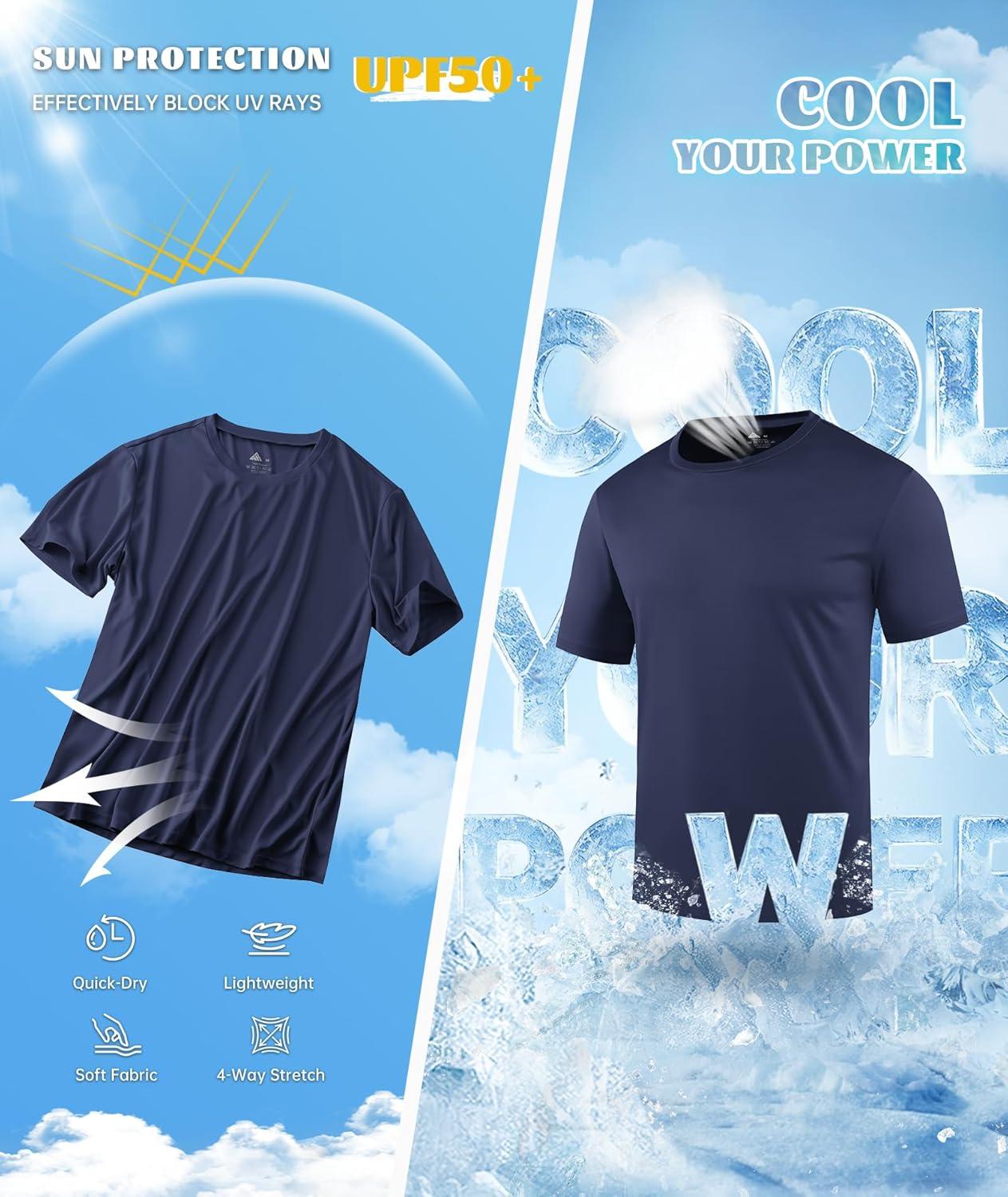 imageZITY 3 Pack T Shirts for Men UPF 50 Workout Swim Shirt Fast Dry Moisture Wicking Athletic TShirts for Running Gym3 Packwhite Light Blue Dark Blue