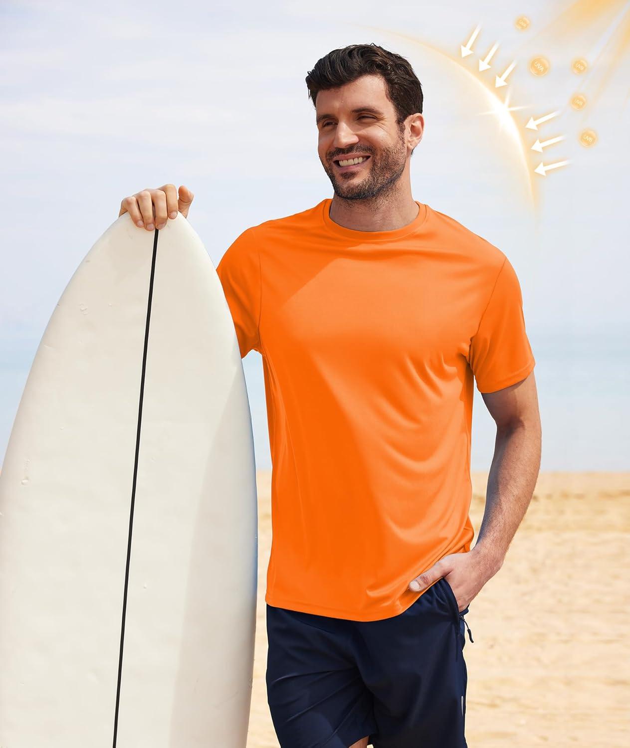 imageZITY 3 Pack T Shirts for Men UPF 50 Workout Swim Shirt Fast Dry Moisture Wicking Athletic TShirts for Running Gym3 Packwhite Light Gray Orange