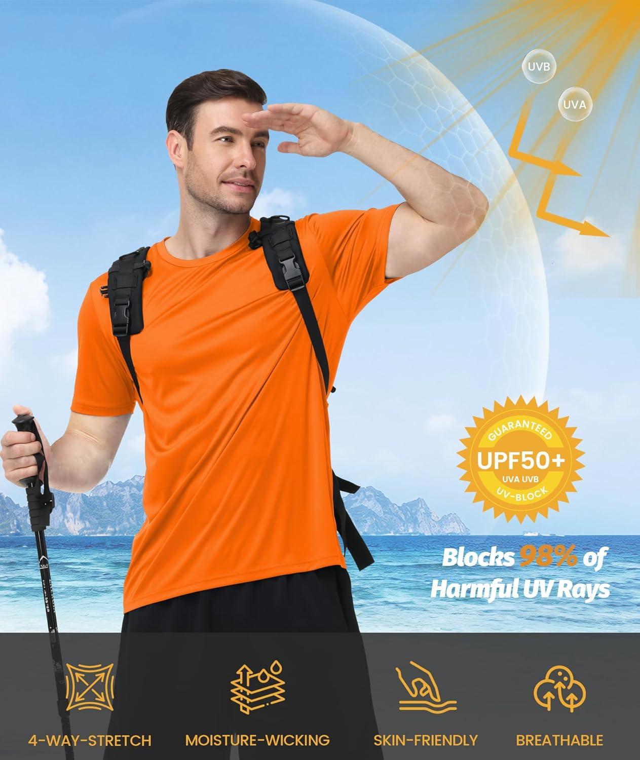 imageZITY 3 Pack T Shirts for Men UPF 50 Workout Swim Shirt Fast Dry Moisture Wicking Athletic TShirts for Running Gym3 Packwhite Light Gray Orange