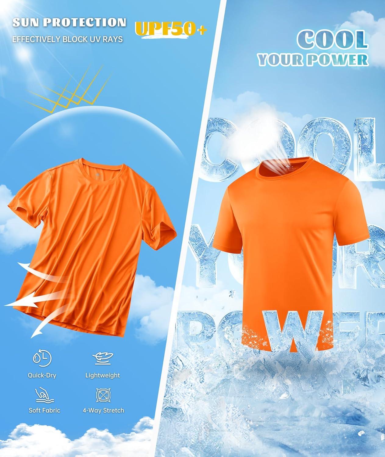 imageZITY 3 Pack T Shirts for Men UPF 50 Workout Swim Shirt Fast Dry Moisture Wicking Athletic TShirts for Running Gym3 Packwhite Light Gray Orange
