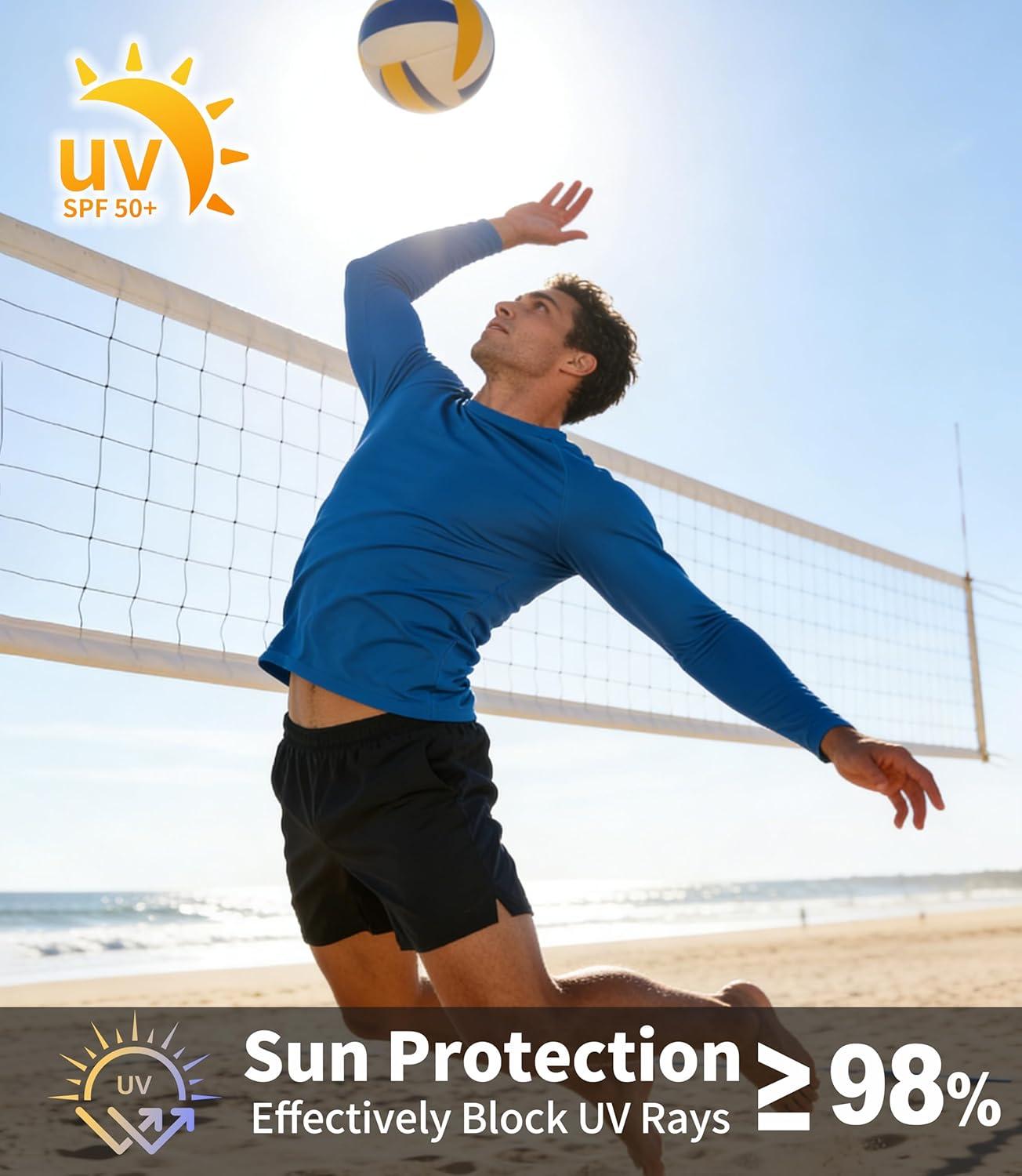 imageZITY 5 Pack Long Sleeve Shirts for Men UPF 50 Sun Protection Fast Dry Lightweight Fishing Swim Rash Guard Workout Shirt5 Packlight BlueSky BlueDark BlueDark GreyBlack