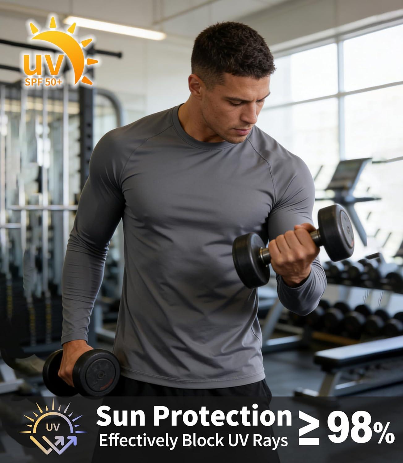 imageZITY 5 Pack Long Sleeve Shirts for Men UPF 50 Sun Protection Fast Dry Lightweight Fishing Swim Rash Guard Workout Shirt5 Packlight BlueWhiteLight GreySky BlueDark Grey