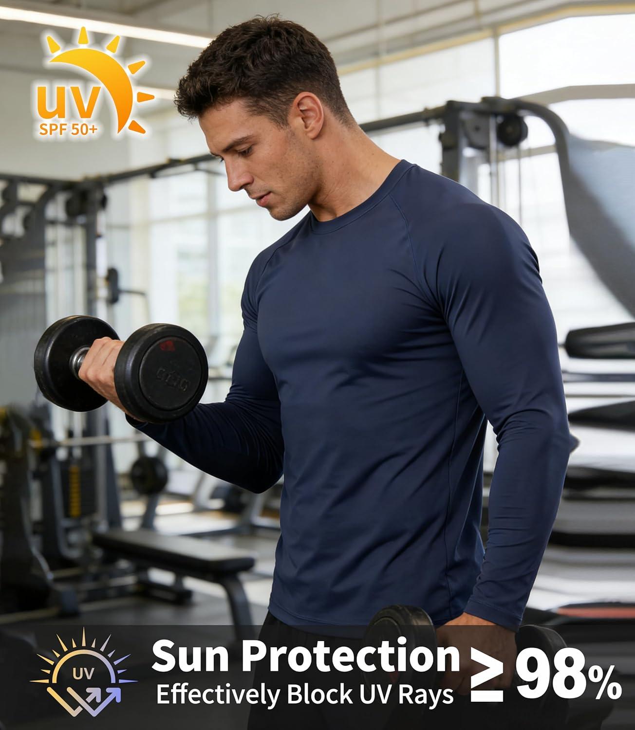 imageZITY 5 Pack Long Sleeve Shirts for Men UPF 50 Sun Protection Fast Dry Lightweight Fishing Swim Rash Guard Workout Shirt5 Packlight BlueWhiteLight GreyDark BlueBlack