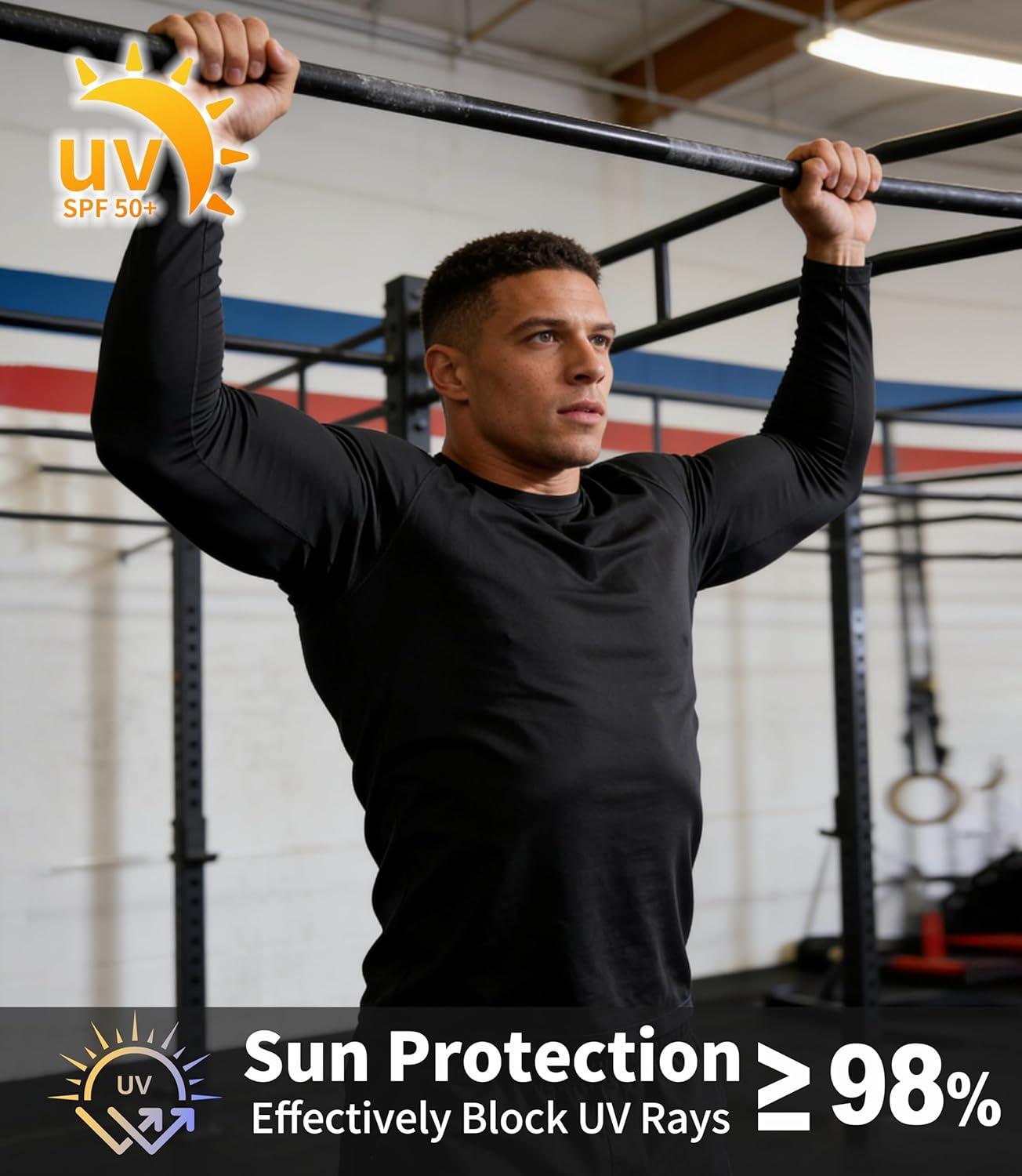 imageZITY 5 Pack Long Sleeve Shirts for Men UPF 50 Sun Protection Fast Dry Lightweight Fishing Swim Rash Guard Workout Shirt5 Packlight BlueWhiteLight GreyDark BlueBlack