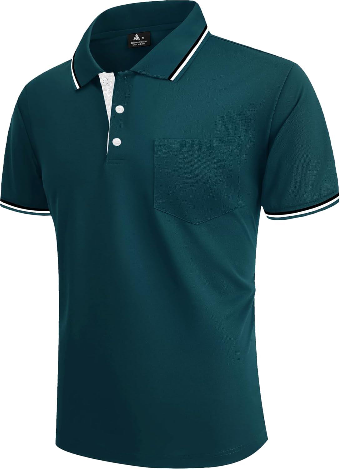 imageZITY 5 Pack Men Polo Shirts Short Sleeve with Pocket Wicking Golf Shirts for Men Casual Collared TShirtsBlack Darkblue Winered Darkgray Navyblue