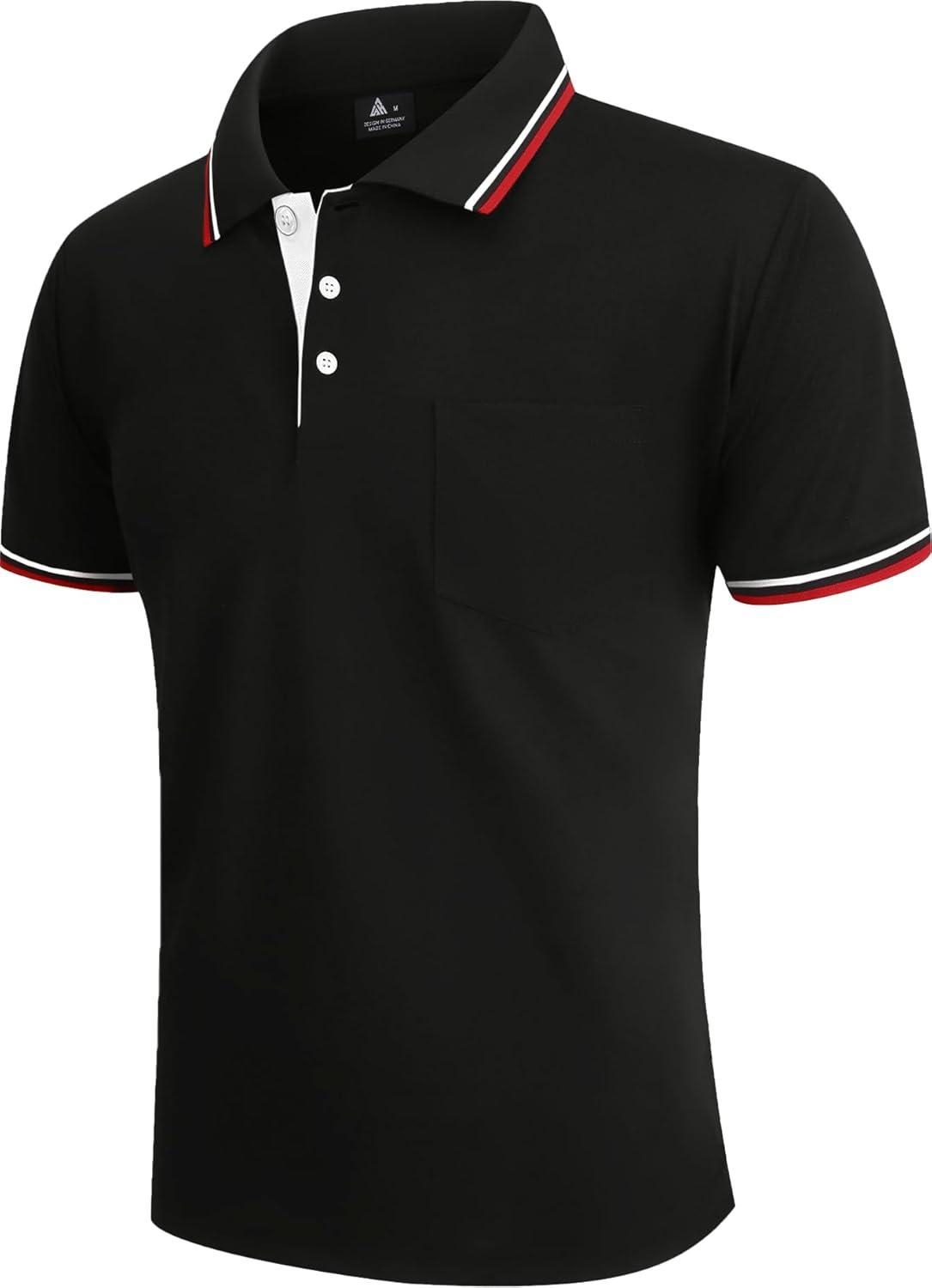 imageZITY 5 Pack Men Polo Shirts Short Sleeve with Pocket Wicking Golf Shirts for Men Casual Collared TShirtsDarkblue Sapphireblue White Darkgray Black
