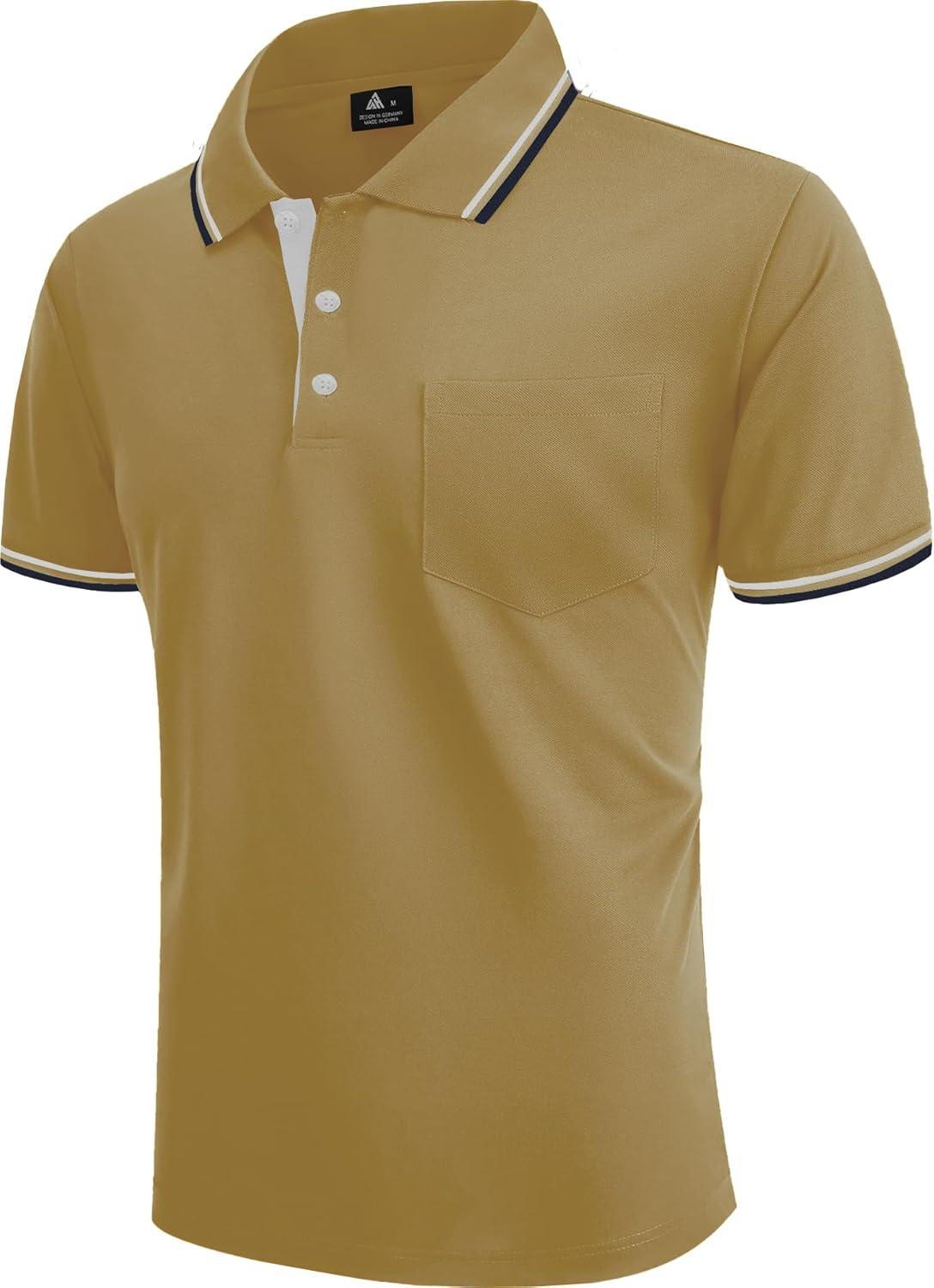 imageZITY 5 Pack Men Polo Shirts Short Sleeve with Pocket Wicking Golf Shirts for Men Casual Collared TShirtsKhaki Armygreen Sapphireblue Darkgray Black