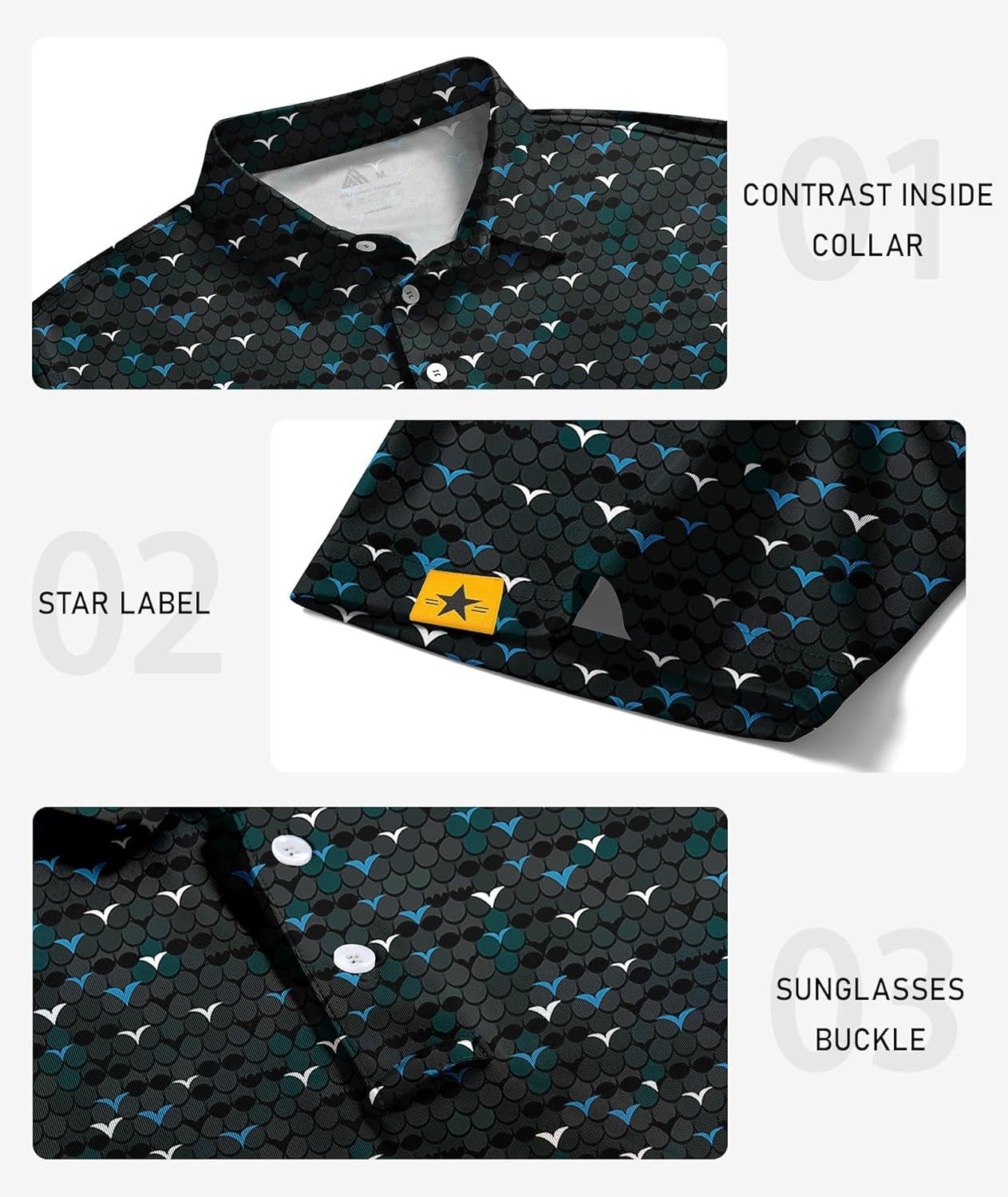 imageZITY 5 Pack Mens Golf Shirt Short Sleeve UPF 50 Moisture Wicking Performance Print Patterns Casual Golf Polo Shirts for MenLakeblue Lightgreen Navy Redwhiteblue Lightblue