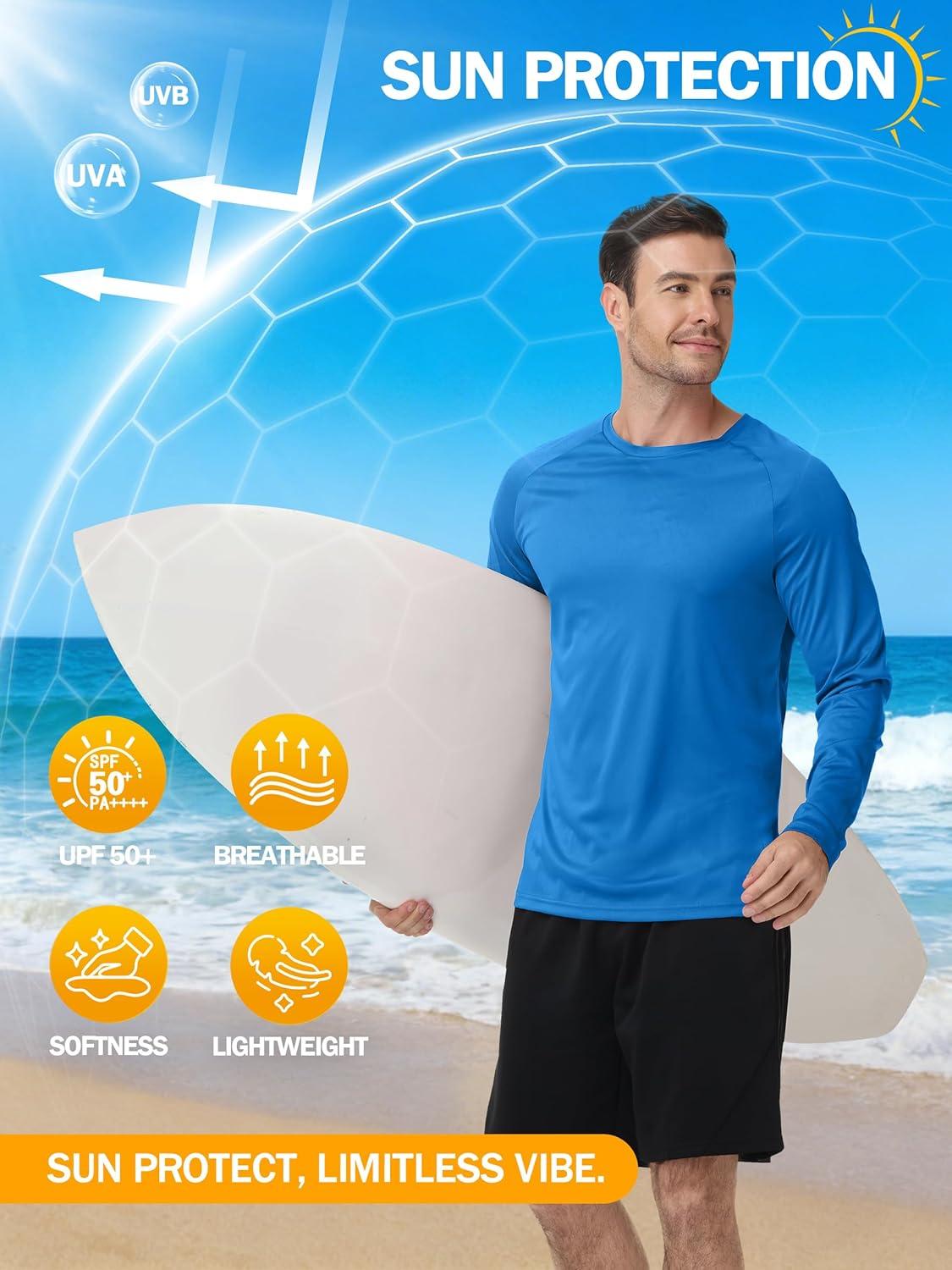 imageZITY 5 Pack Mens Long Sleeve Shirts UPF 50 UV Sun Protection Quick Dry Athletic Shirts for Running Workout Rash GuardCeruleanLight GrayDark BlueBlackDark Gray