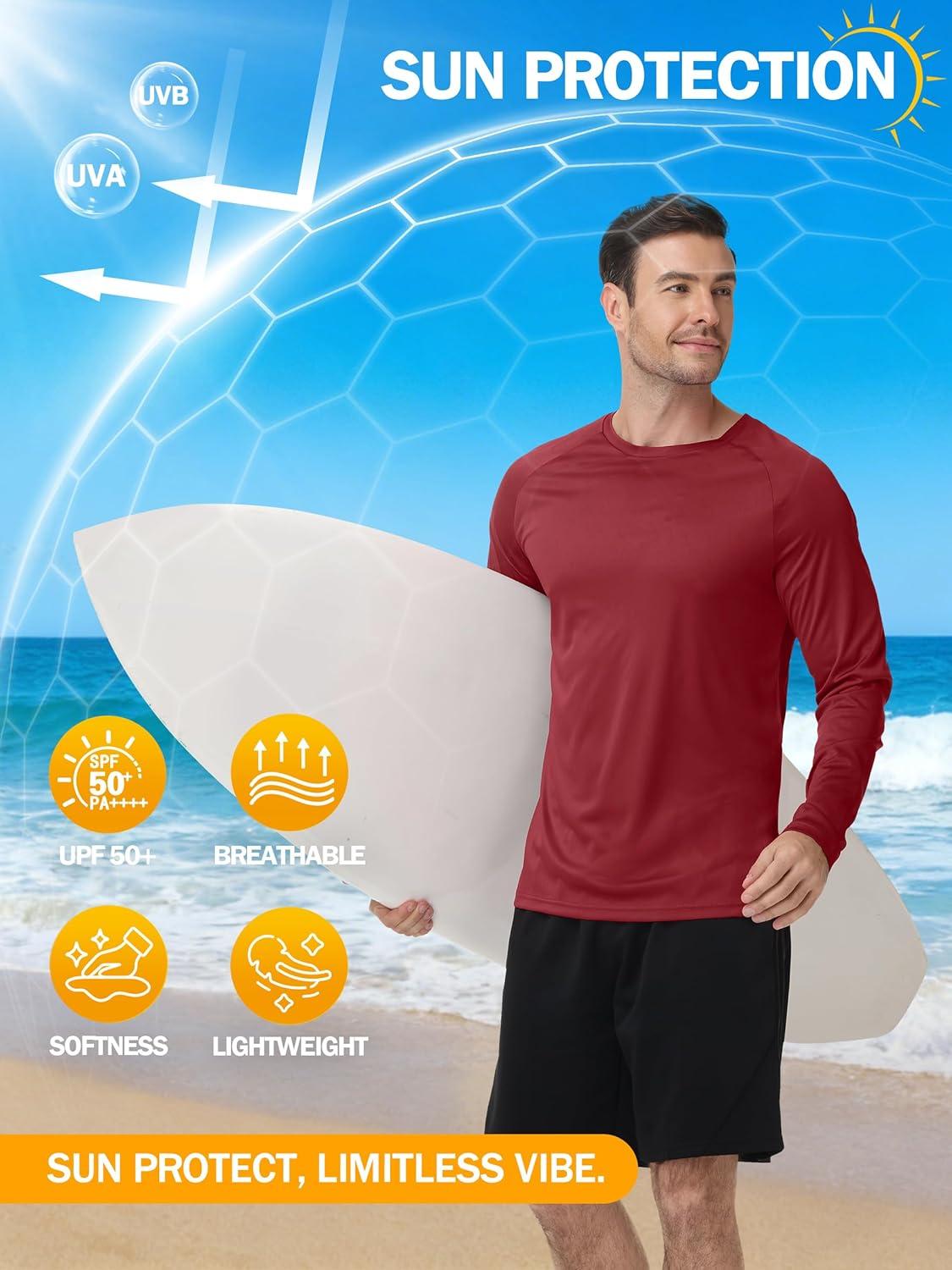 imageZITY 5 Pack Mens Long Sleeve Shirts UPF 50 UV Sun Protection Quick Dry Athletic Shirts for Running Workout Rash GuardDark GrayDark BlueWhiteDark RedBlack