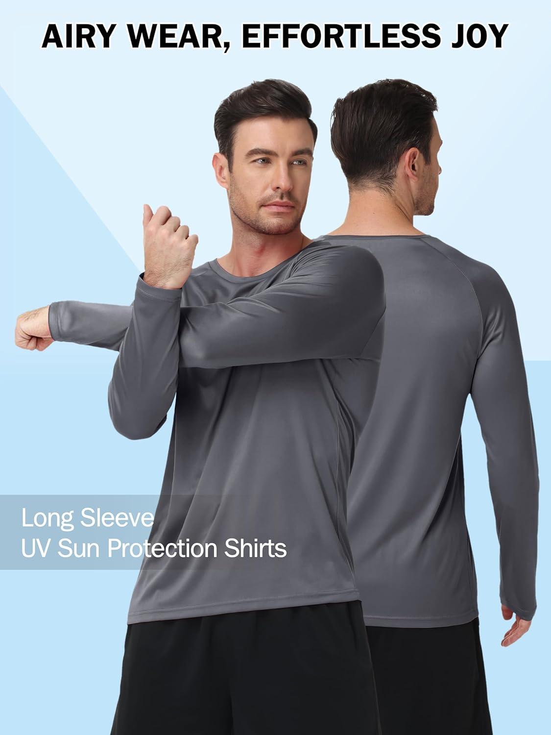 imageZITY 5 Pack Mens Long Sleeve Shirts UPF 50 UV Sun Protection Quick Dry Athletic Shirts for Running Workout Rash GuardLight BlueCeruleanDark BlueDark GrayBlack
