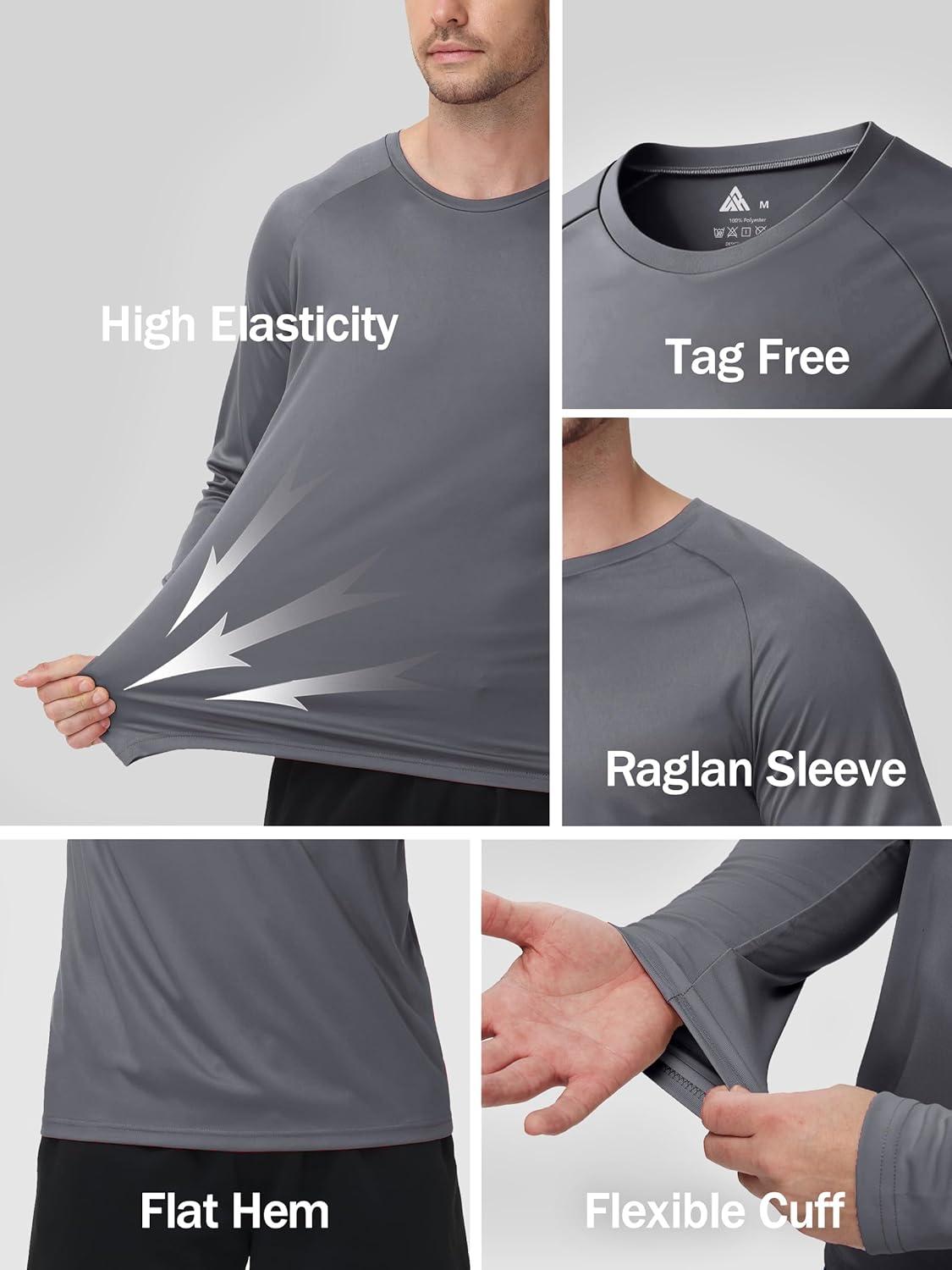 imageZITY 5 Pack Mens Long Sleeve Shirts UPF 50 UV Sun Protection Quick Dry Athletic Shirts for Running Workout Rash GuardLight BlueCeruleanDark BlueDark GrayBlack
