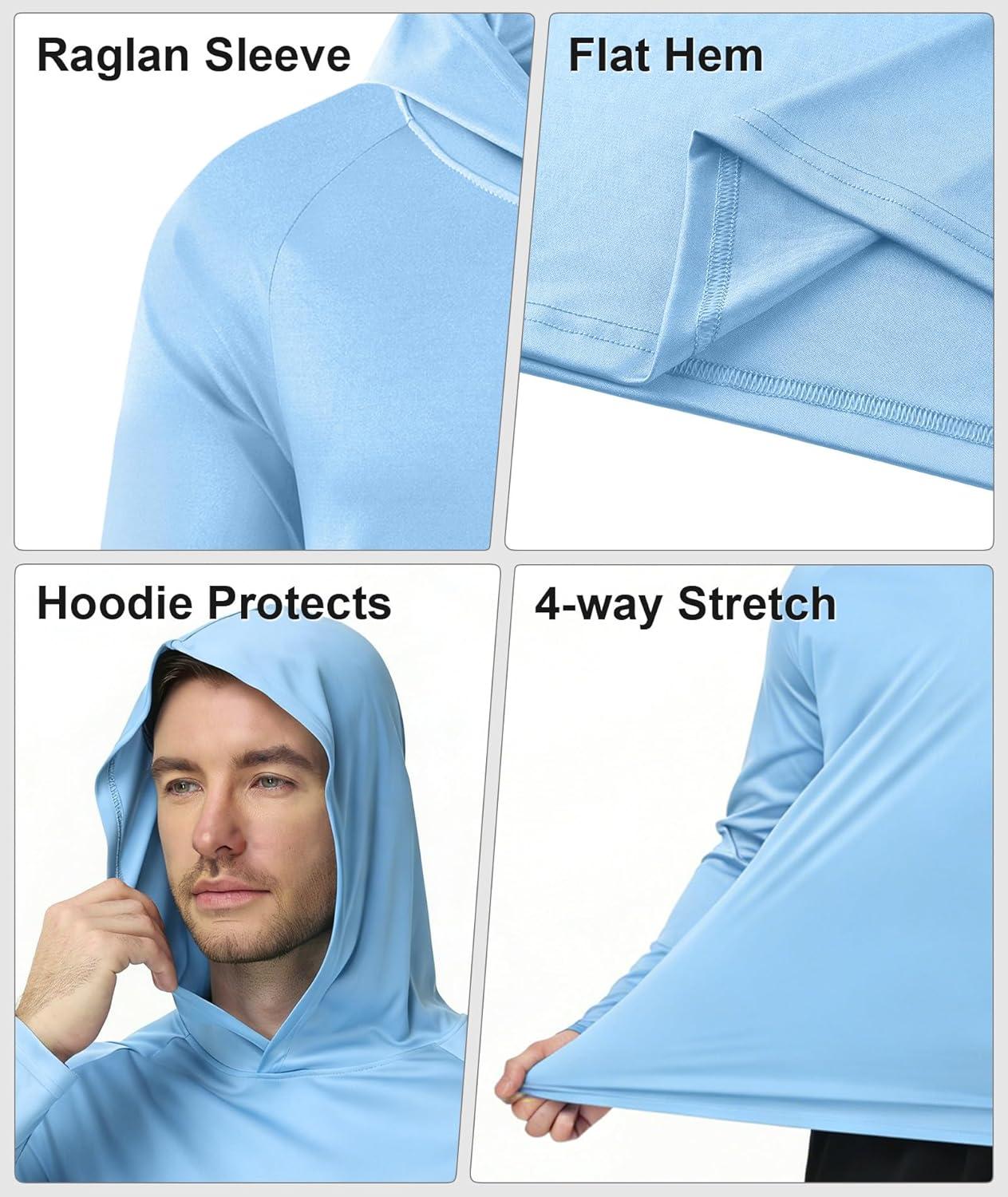 imageZITY 5 Pack Mens UPF 50 Hoodie Shirts Sun Protection Athletic Fast Dry Lightweight Rashguard for Fishing Hiking WorkoutWhiteLight GrayLight GrayLight BlueLight Blue