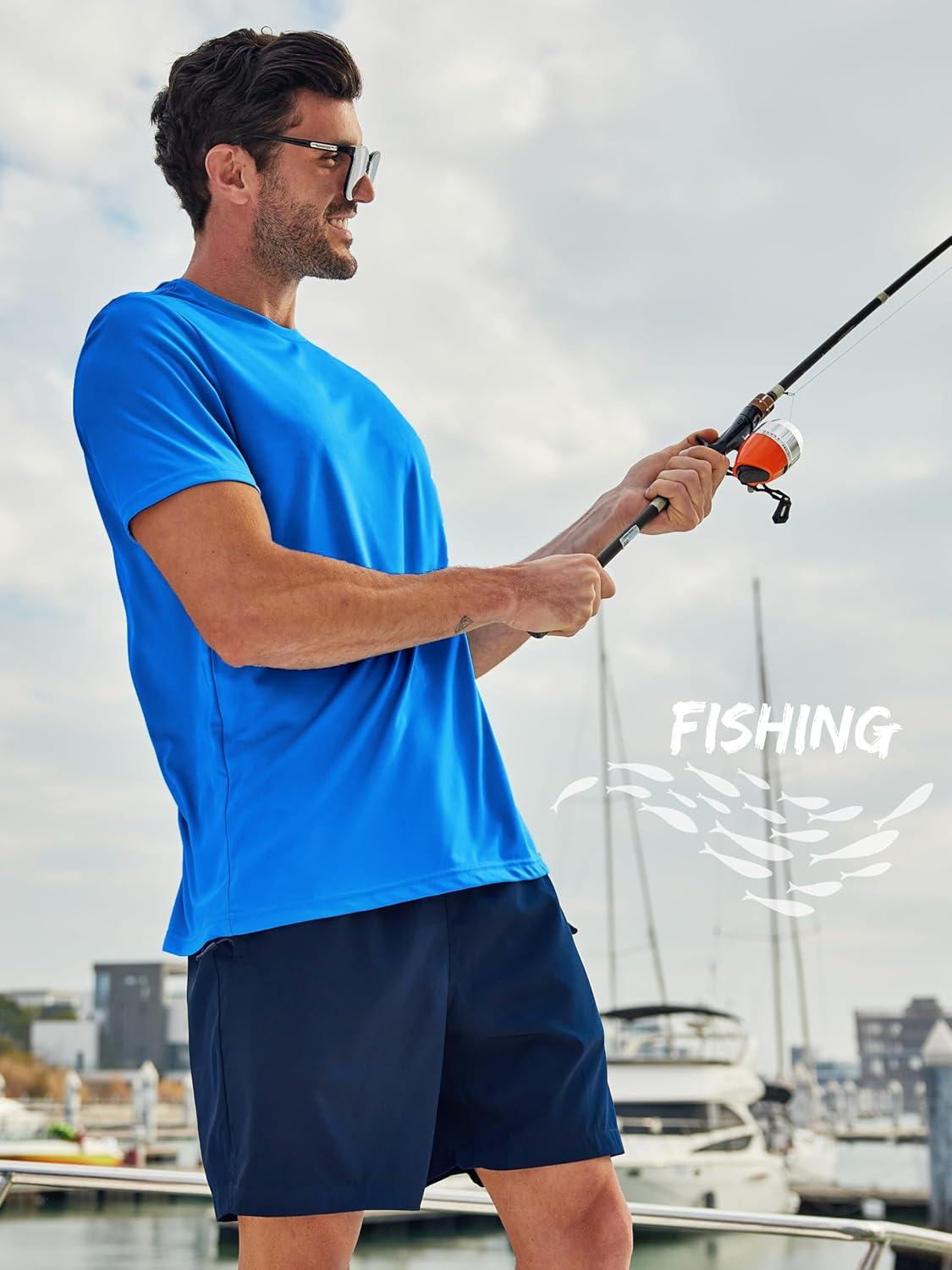 imageZITY 5 Packs Mens UPF 50 Sun Protection TShirts Workout Fishing Swimming Rash Guard Fast Dry Breathable ShirtWhite Sky Blue Light Gray Cerulean Dark Gray