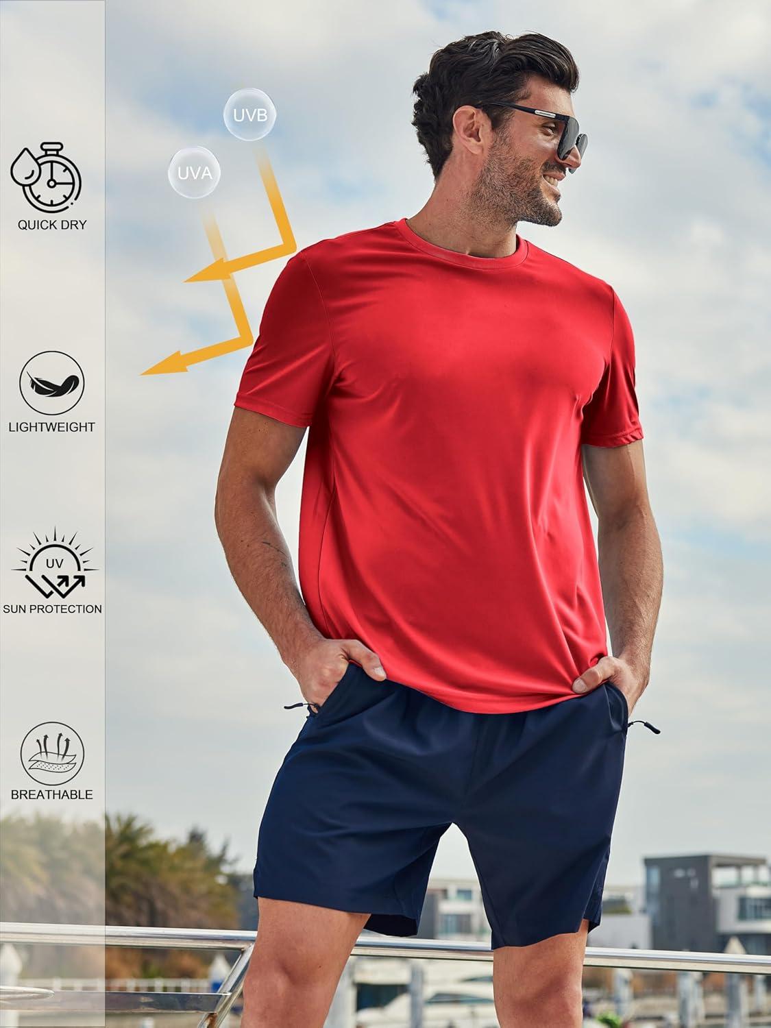 imageZITY 5 Packs Mens UPF 50 Sun Protection TShirts Workout Fishing Swimming Rash Guard Fast Dry Breathable ShirtWine Red Black White Dark Grey Dark Blue