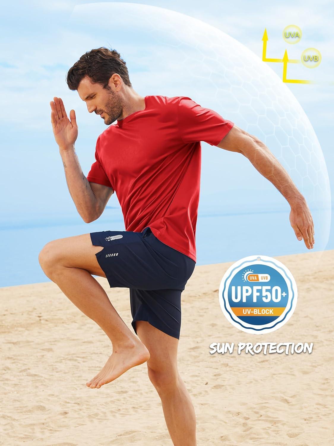 imageZITY 5 Packs Mens UPF 50 Sun Protection TShirts Workout Fishing Swimming Rash Guard Fast Dry Breathable ShirtWine Red Black White Dark Grey Dark Blue