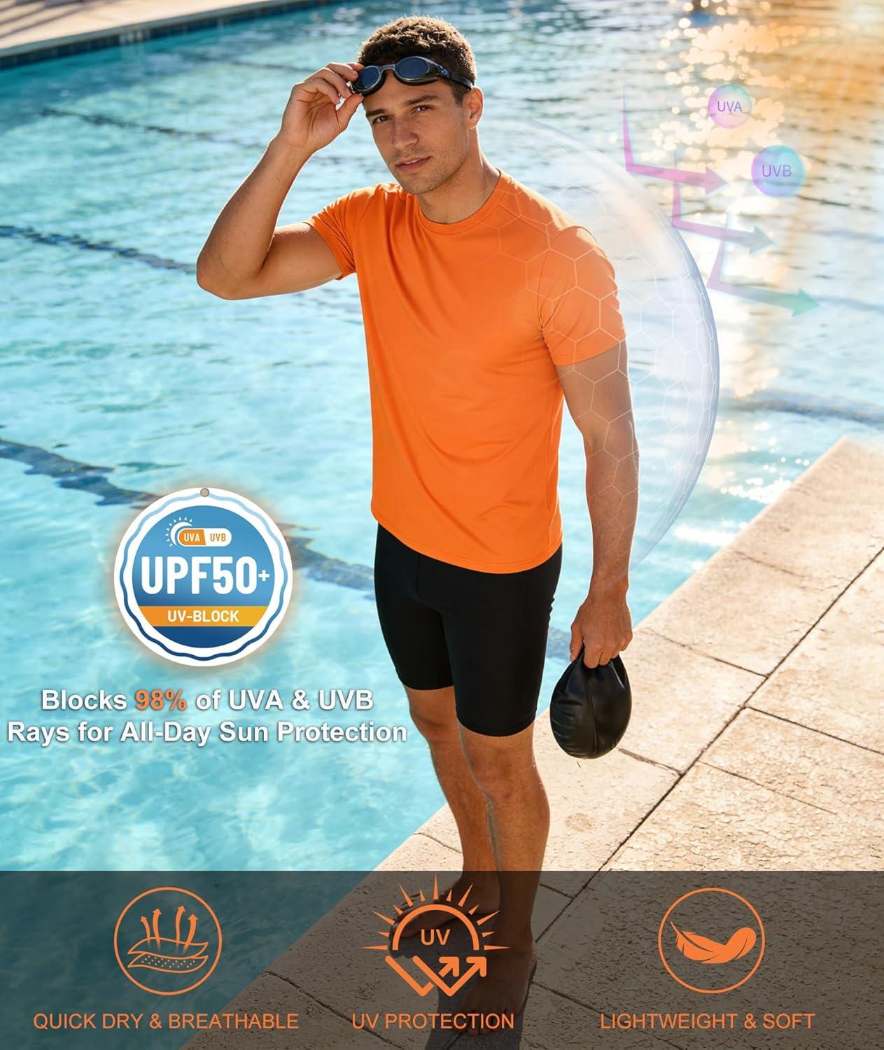 imageZITY 7 Pack TShirts for Men Rashguard UPF 50 Athletic Workout Tee Shirt Sun Protection Fast Dry Moisture Wicking Swim Shirt7 Packlight GreyLight BlueWhiteNeon GreenOrangeDark GreyBlack