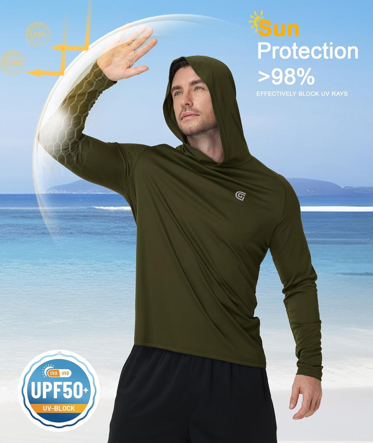 imageZITY Fishing Shirts for Men UPF 50 Sun Protection Hoodie Long Sleeve Rash Guard Lightweight UV Shirt Swimming HikingArmy Green