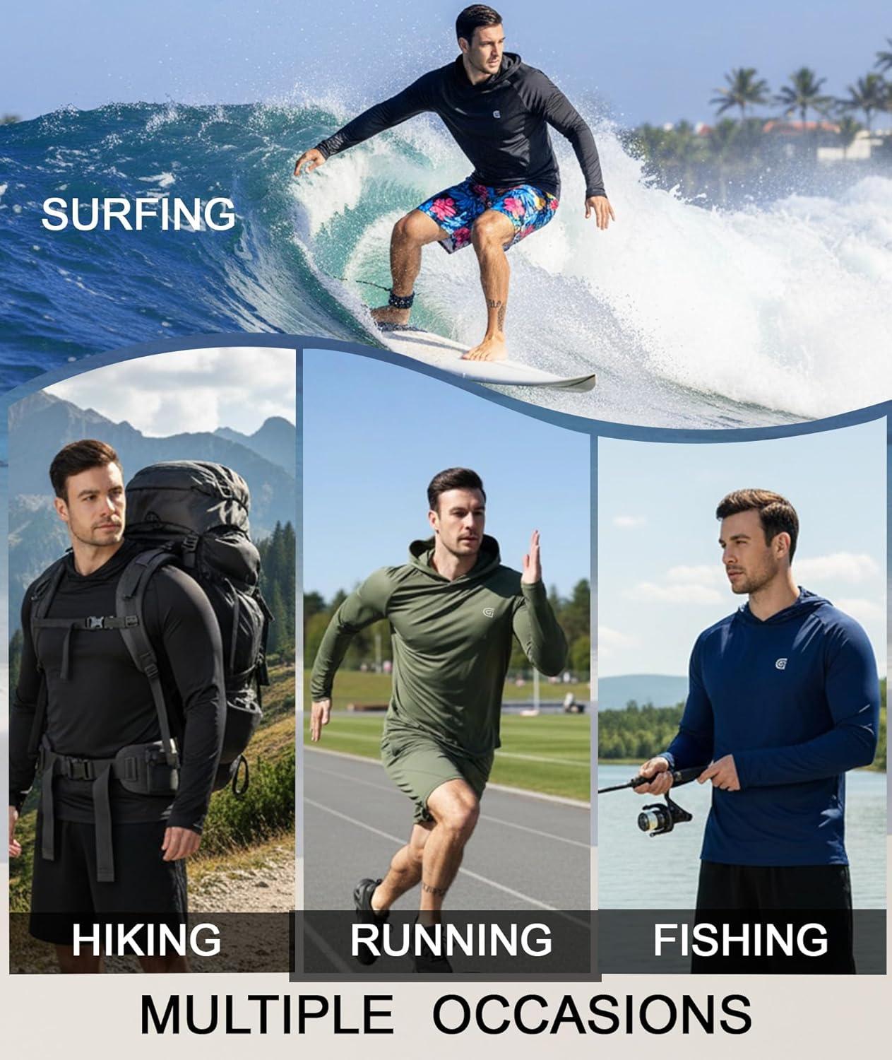 imageZITY Fishing Shirts for Men UPF 50 Sun Protection Hoodie Long Sleeve Rash Guard Lightweight UV Shirt Swimming HikingArmy Green