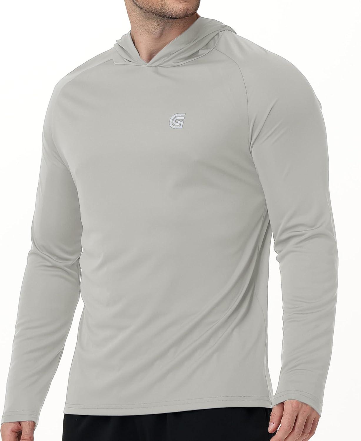 imageZITY Fishing Shirts for Men UPF 50 Sun Protection Hoodie Long Sleeve Rash Guard Lightweight UV Shirt Swimming HikingLight Grey
