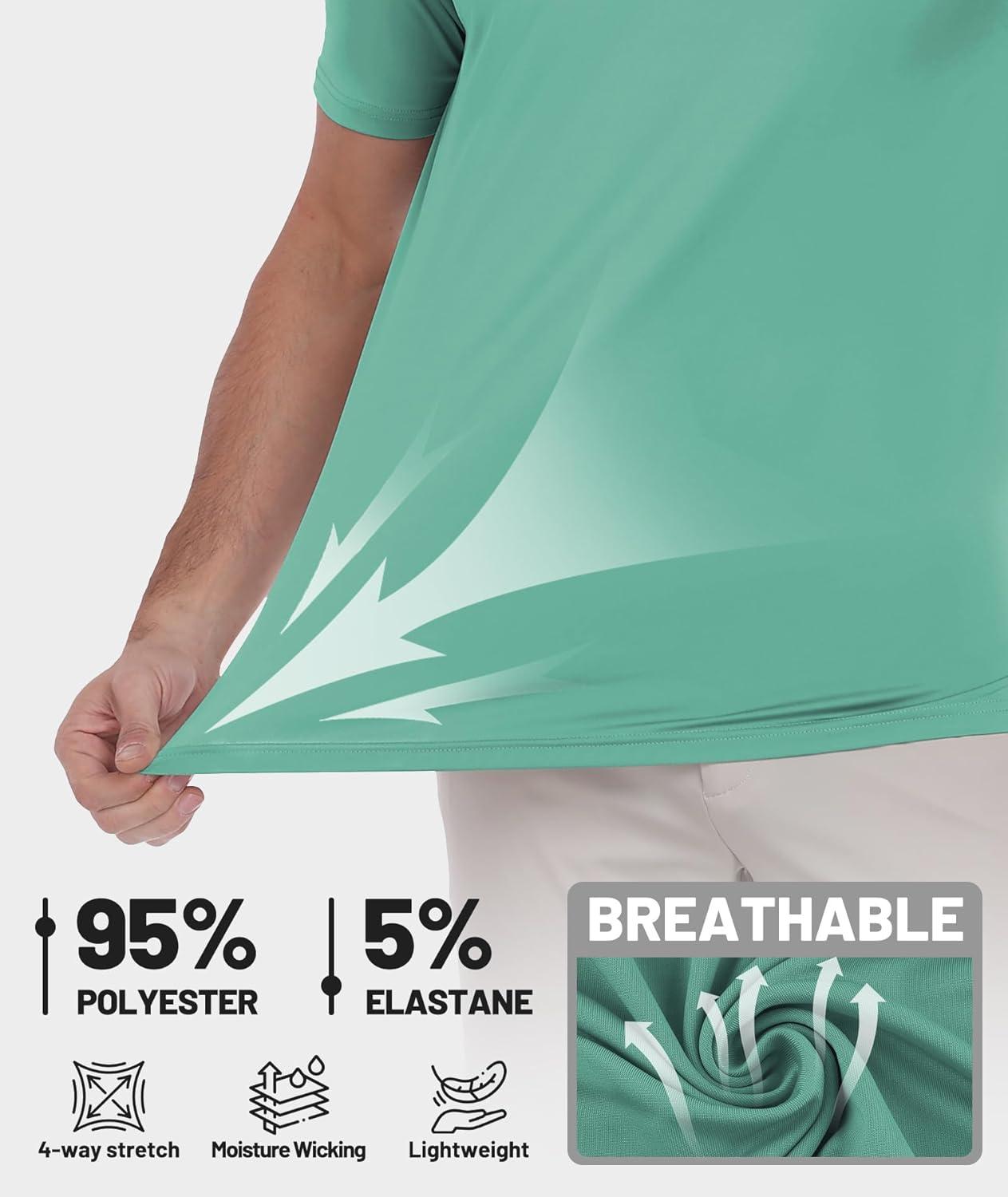 imageZITY Golf Shirts for Men Short Sleeve Moisture Wicking Solid Performance Designed Print Collared Casual Polo ShirtGreen