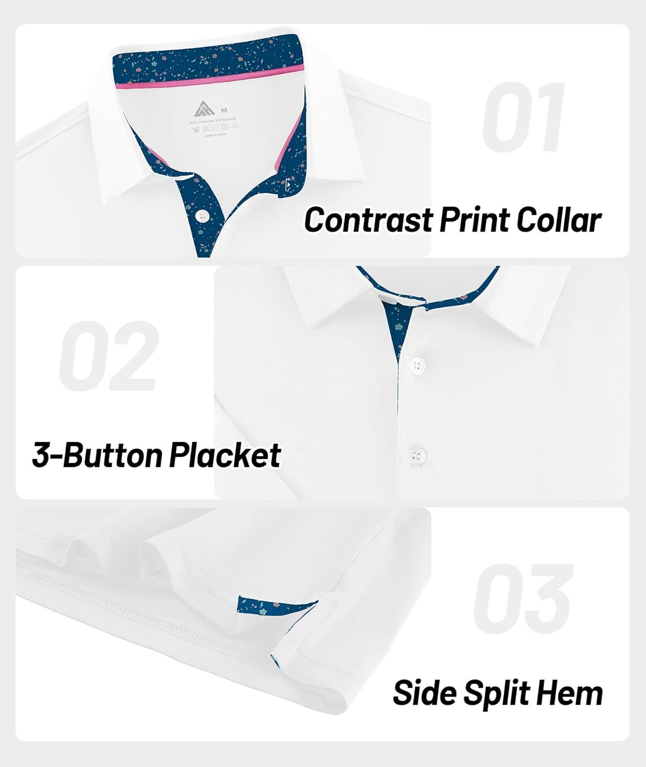 imageZITY Golf Shirts for Men Short Sleeve Moisture Wicking Solid Performance Designed Print Collared Casual Polo ShirtWhite