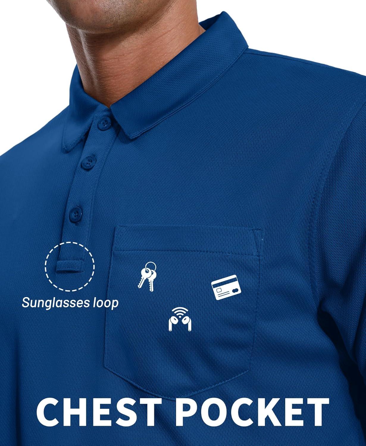 imageZITY Mens 3 Pack Polo Shirts Short Sleeve with Pocket Moisture Wicking Casual Work Golf Lightweight Collared TShirtsArmy Greenroyal Bluedark Teal Blue
