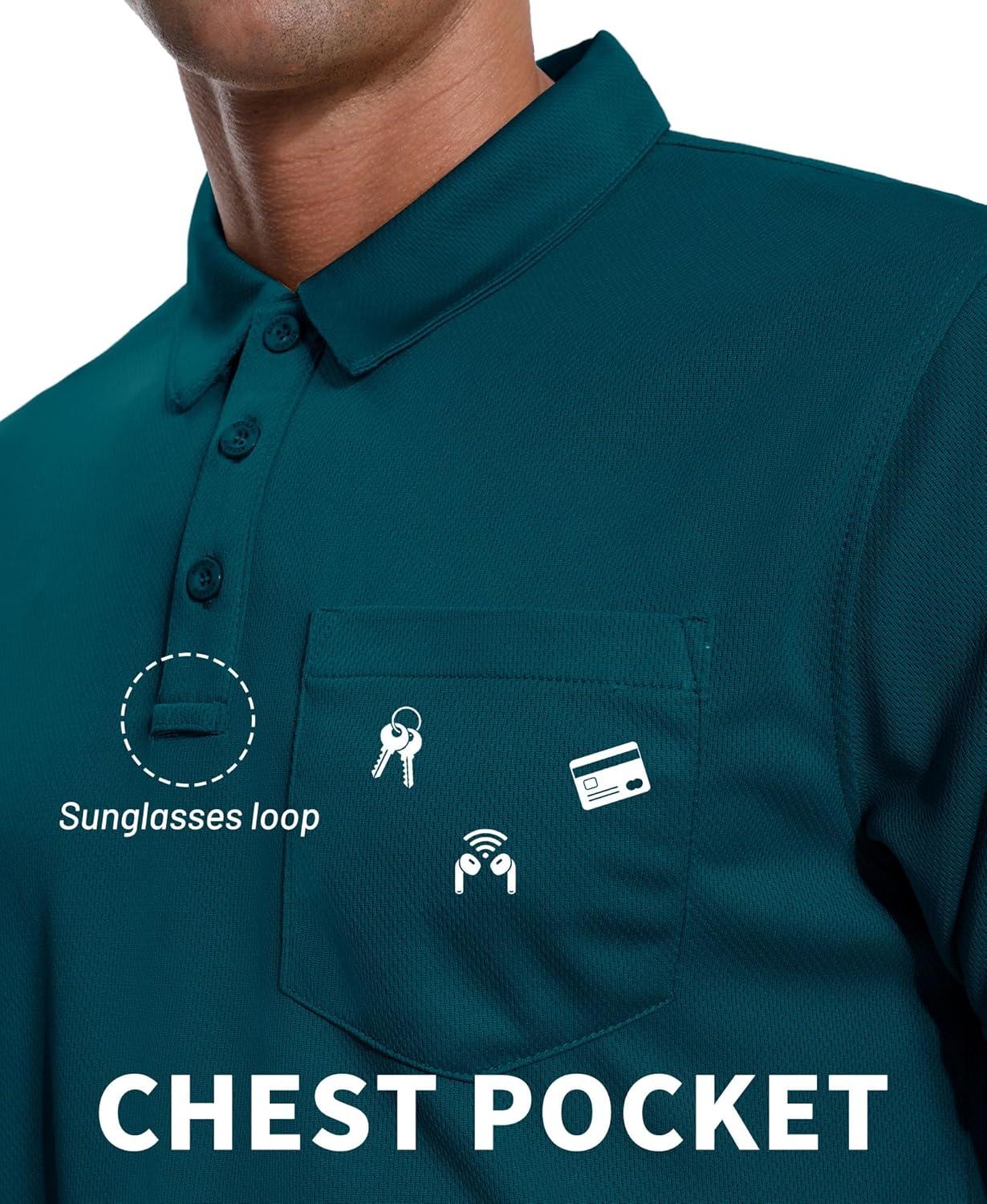 imageZITY Mens 3 Pack Polo Shirts Short Sleeve with Pocket Moisture Wicking Casual Work Golf Lightweight Collared TShirtsDark Teal Blueblackwine Red