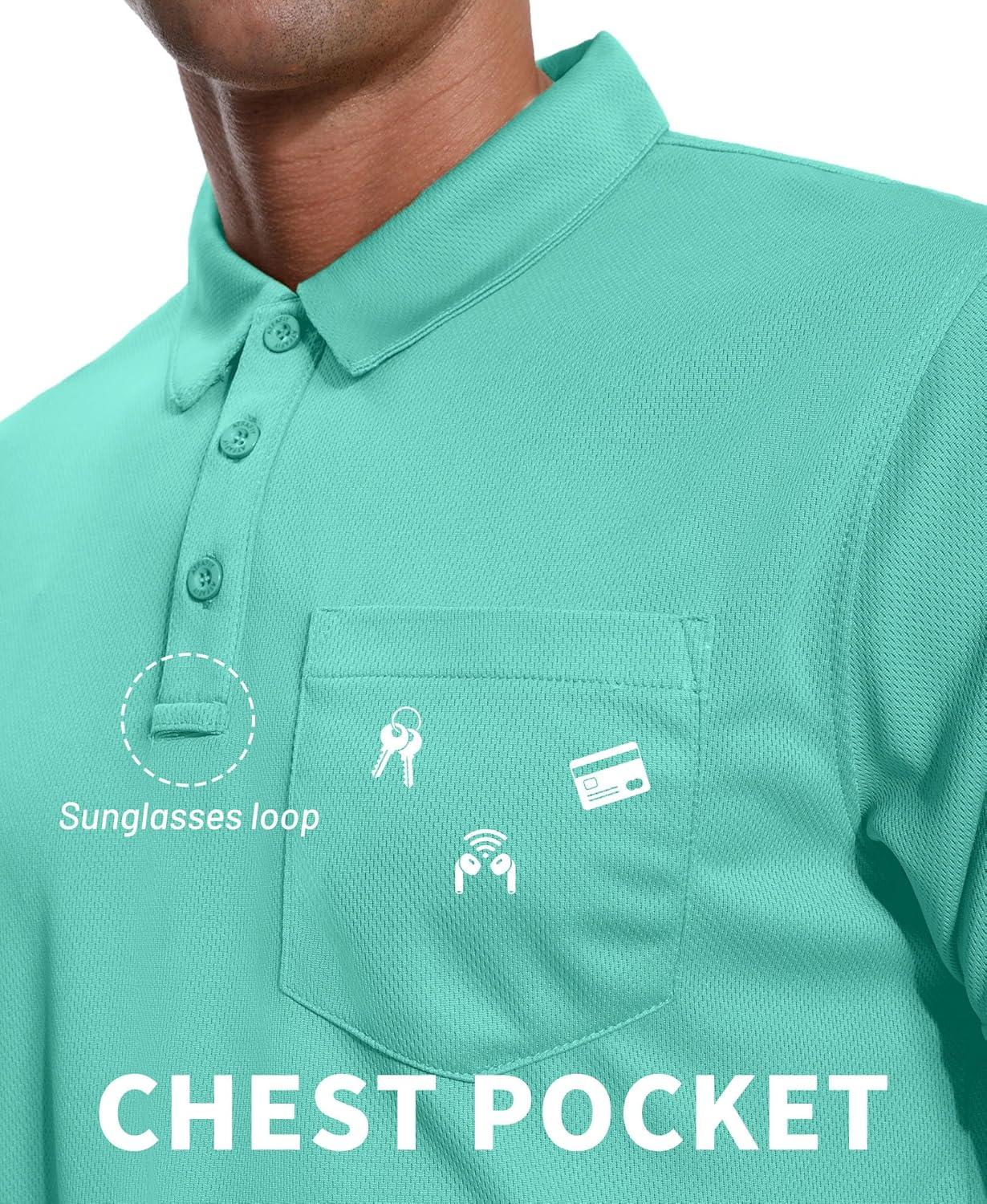 imageZITY Mens 3 Pack Polo Shirts Short Sleeve with Pocket Moisture Wicking Casual Work Golf Lightweight Collared TShirtsGreylight Blueemerald Blue