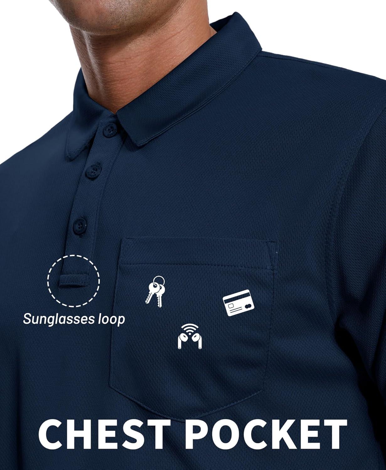imageZITY Mens 3 Pack Polo Shirts Short Sleeve with Pocket Moisture Wicking Casual Work Golf Lightweight Collared TShirtsNavygreydark Teal Blue
