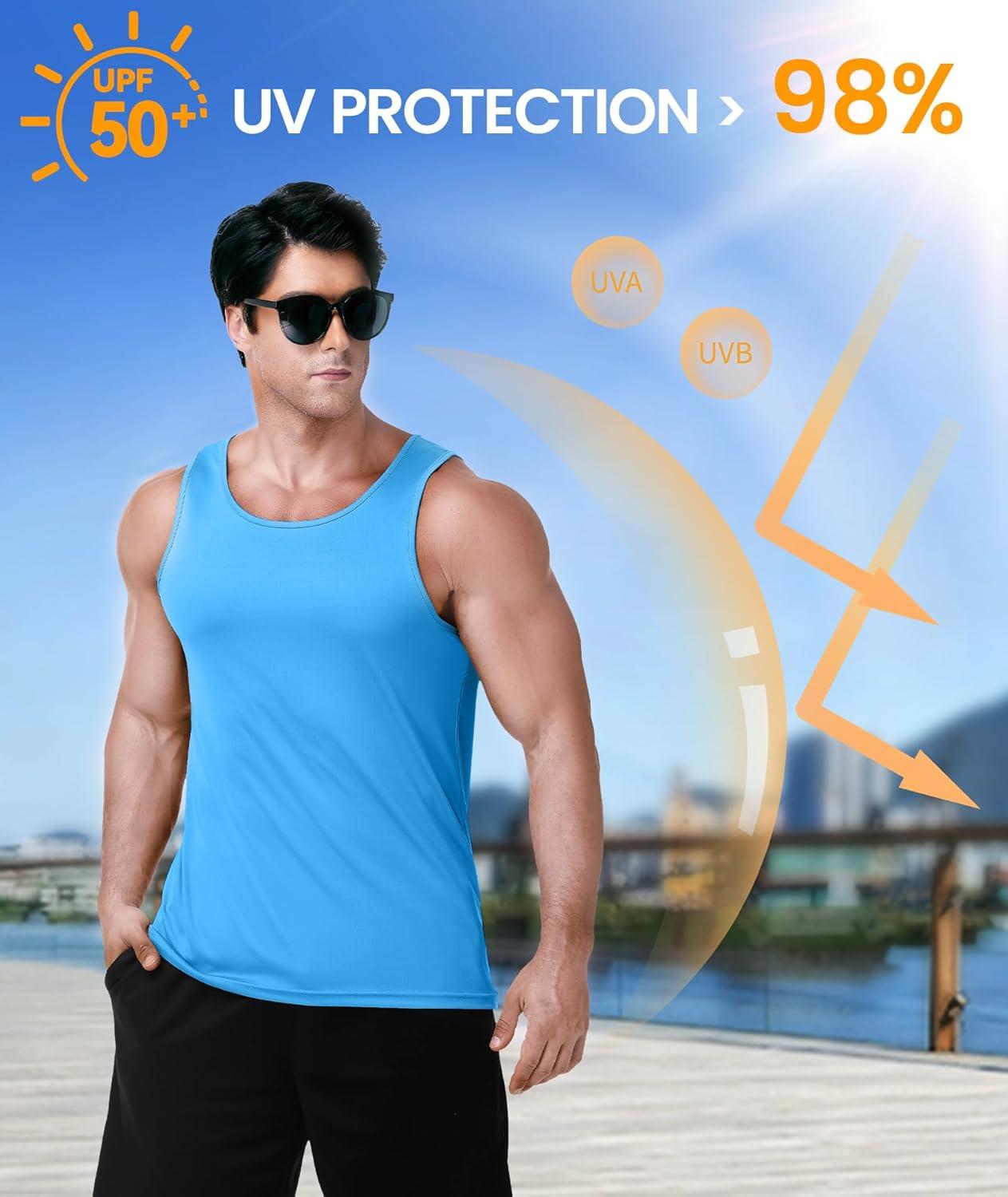 imageZITY Mens 3 Pack Tank Tops UPF 50 Fast Dry Sleeveless Shirt Breathable Lightweight Workout Gym Muscle Fitness T ShirtsBlack White Blue