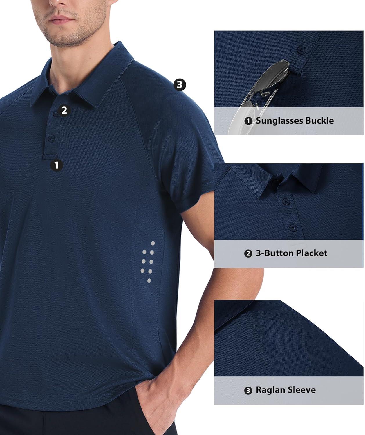 imageZITY Mens Athletic Polo Shirts Performance Short Sleeve TShirts Golf Sports Hiking PolosNavy