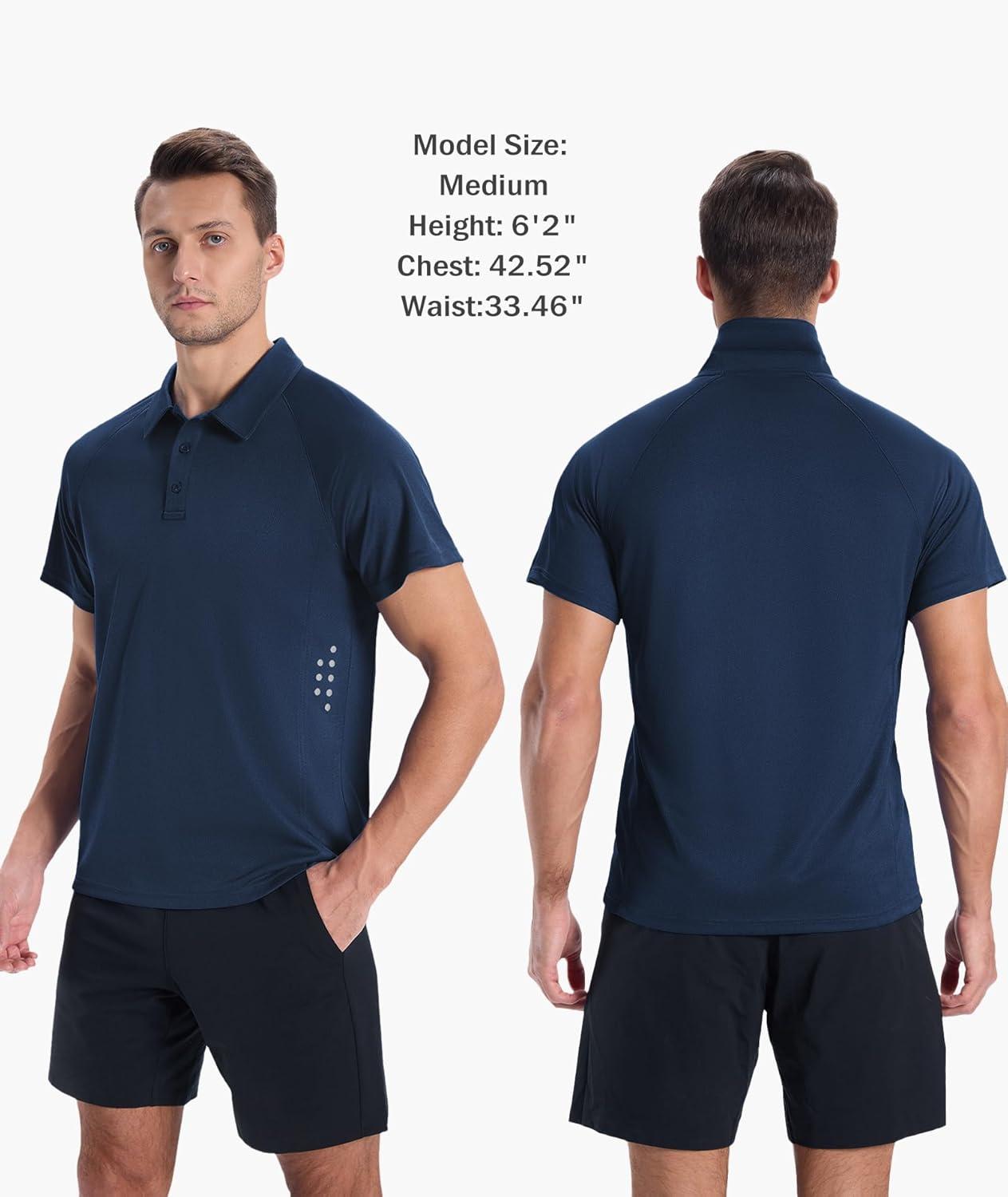 imageZITY Mens Athletic Polo Shirts Performance Short Sleeve TShirts Golf Sports Hiking PolosNavy