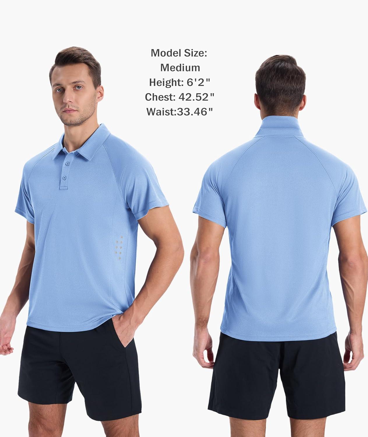 imageZITY Mens Athletic Polo Shirts Performance Short Sleeve TShirts Golf Sports Hiking PolosSky Blue