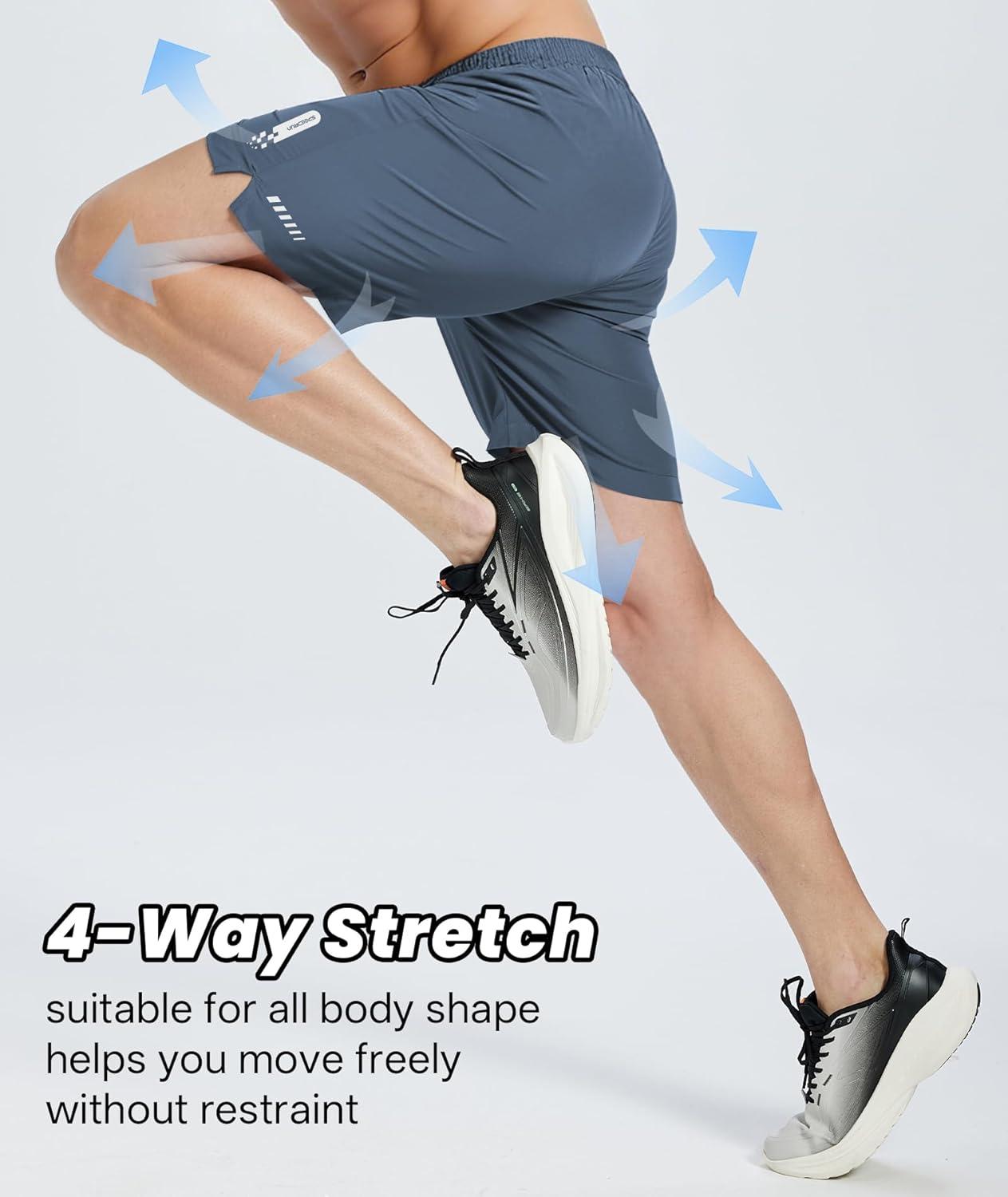 imageZITY Mens Athletic Running Shorts with Zipper Pocket 7 Gym Workout Lightweght Sport Basketball Tennis Hiking Shorts for MenSlate Blue