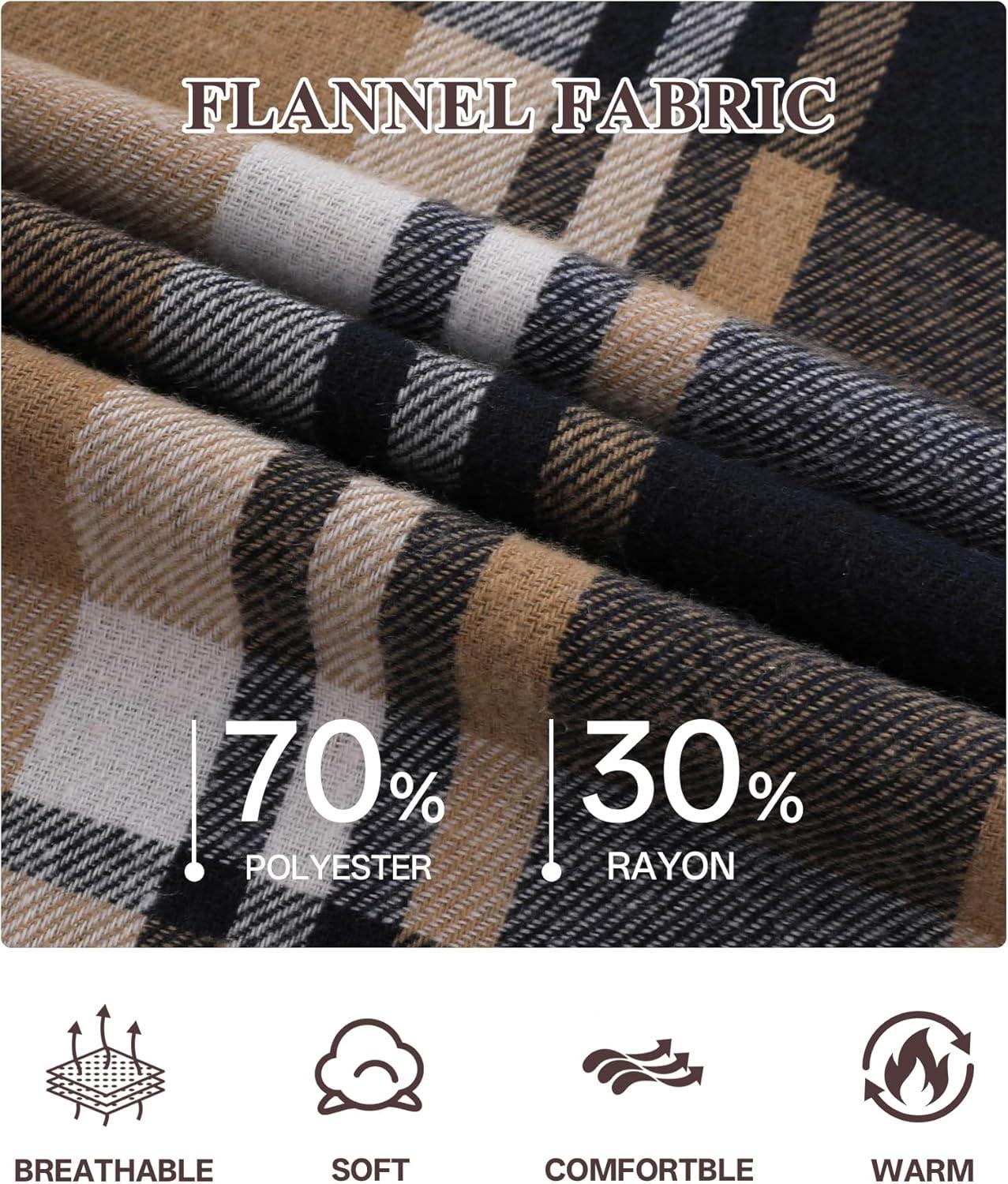 imageZITY Mens Cotton Linen Zip up Hoodies Long Sleeve Casual Tops Plaid Flannel Shirt with HoodNavy Beige