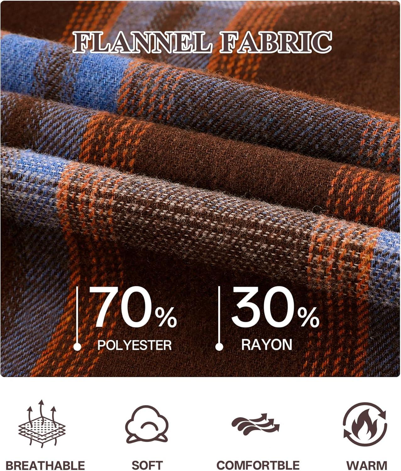 imageZITY Mens Cotton Linen Zip up Hoodies Long Sleeve Casual Tops Plaid Flannel Shirt with HoodOrange Blue