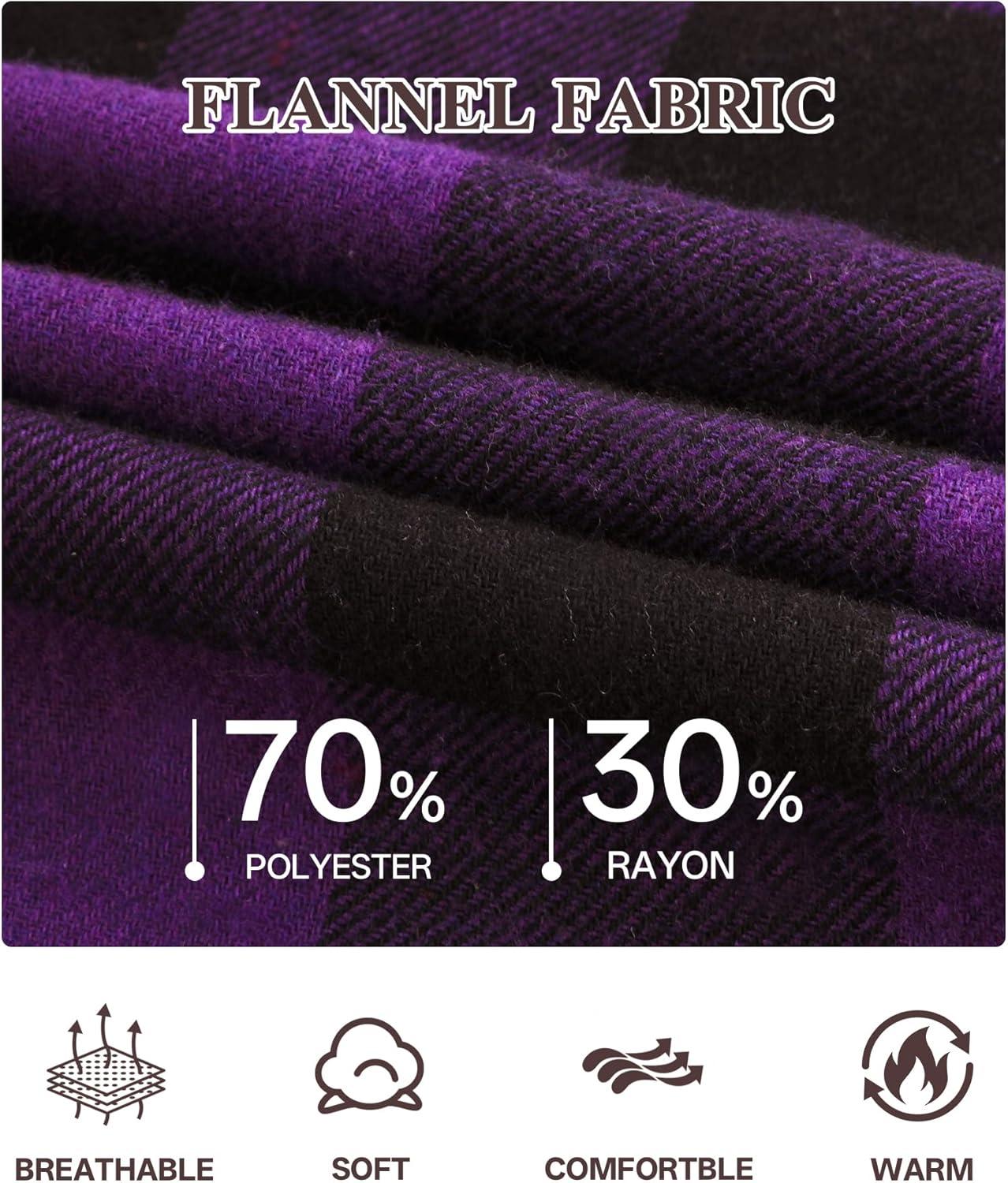 imageZITY Mens Cotton Linen Zip up Hoodies Long Sleeve Casual Tops Plaid Flannel Shirt with HoodPurple