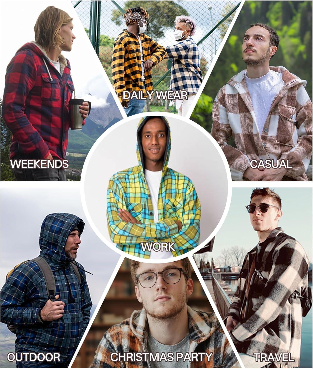 imageZITY Mens Cotton Linen Zip up Hoodies Long Sleeve Casual Tops Plaid Flannel Shirt with HoodWine Red Plaid