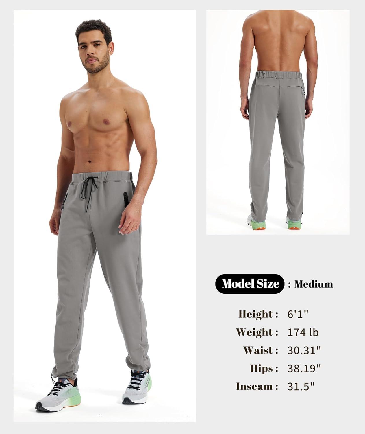 imageZITY Mens Fleece Joggers Warm Winter Sweatpants with Zipper Pockets Workout Running Athletic PantsGrey
