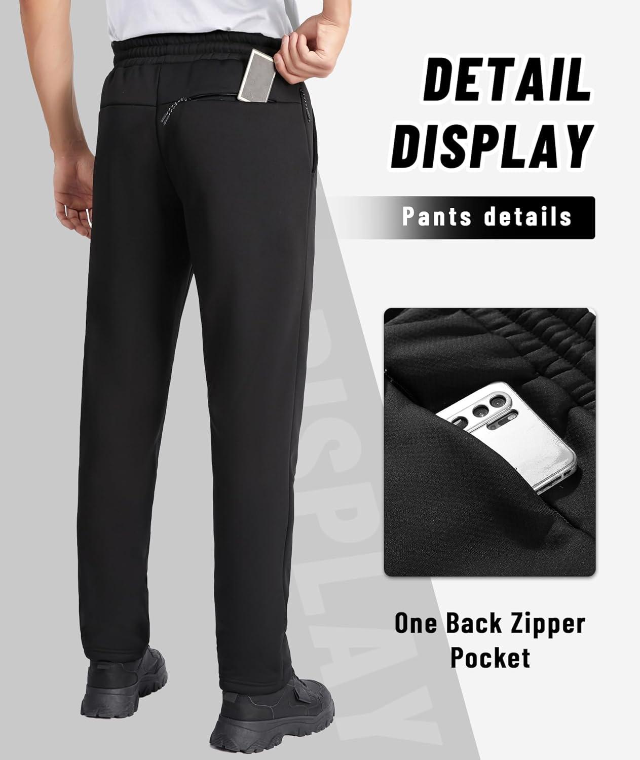 imageZITY Mens Fleece Lined Sweatpants Thick Warm Joggers Pants Sherpa Athletic Track Pants with PocketsCarbon Black