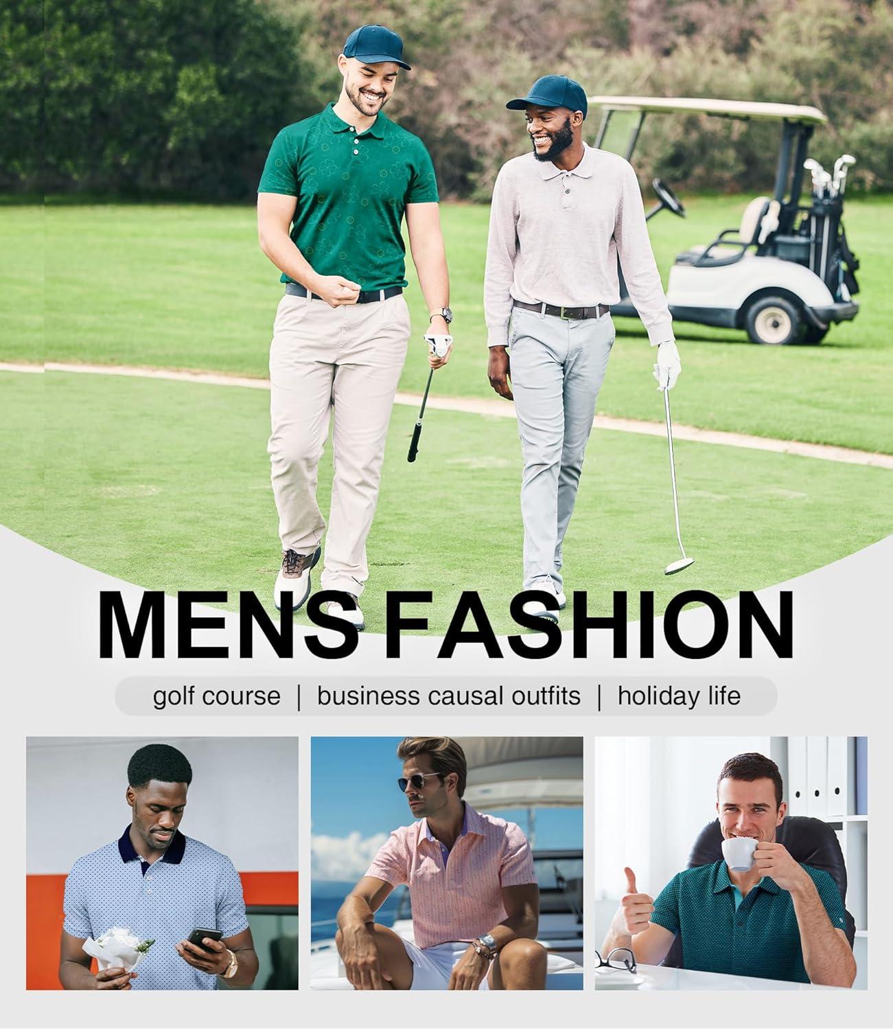 imageZITY Mens Golf Polo Shirt Short Sleeve Performance Moisture Wicking Collared Print Shirt for Golf and Casual WearClover Golf