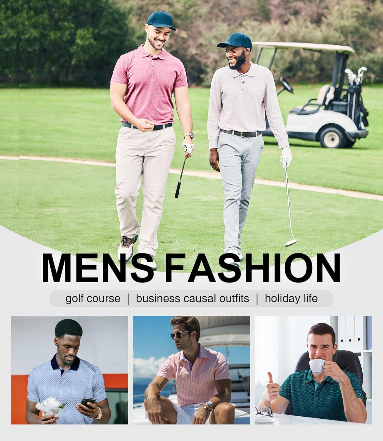 imageZITY Mens Golf Polo Shirt Short Sleeve Performance Moisture Wicking Collared Print Shirt for Golf and Casual WearPink Golf Club