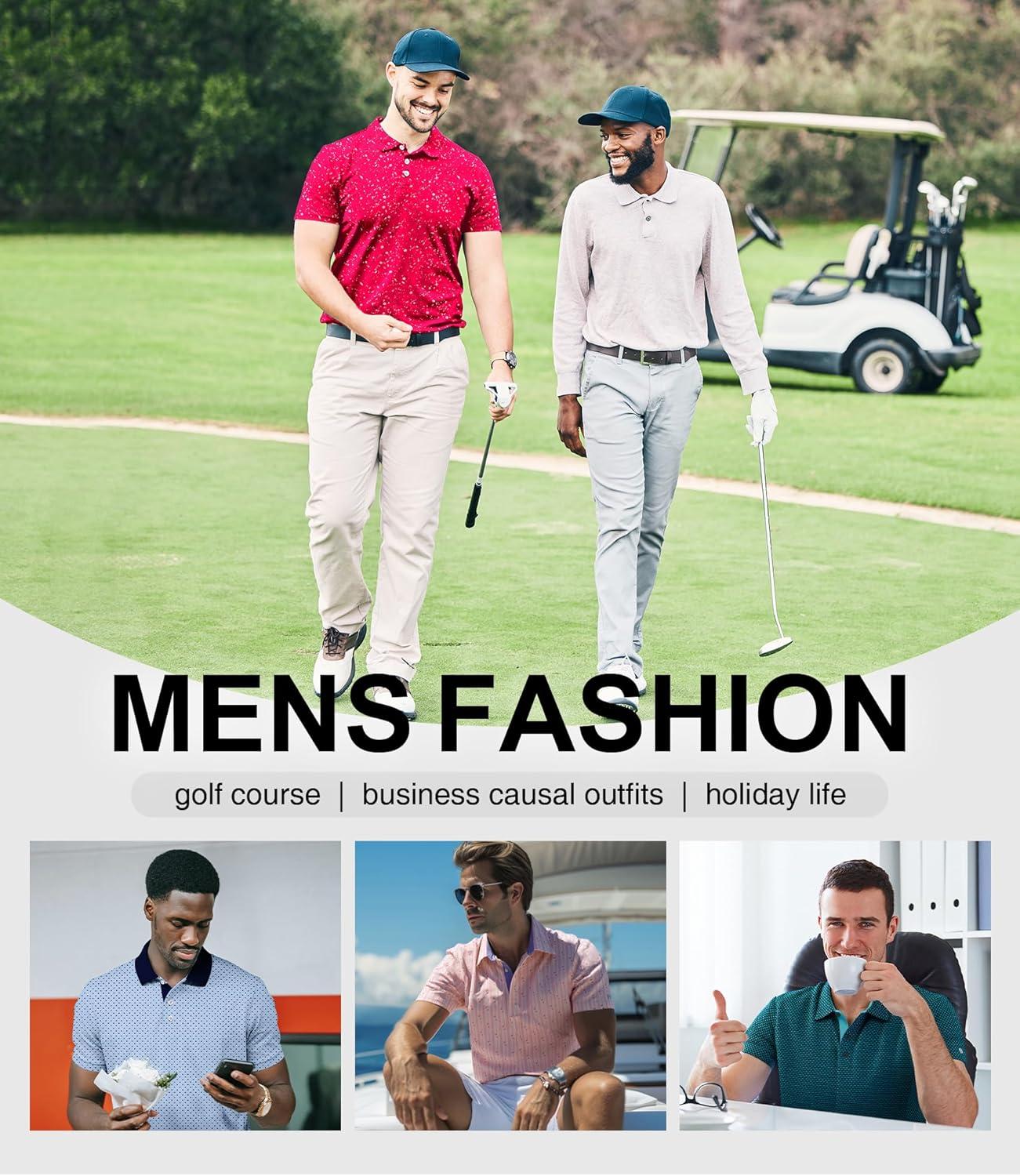 imageZITY Mens Golf Polo Shirt Short Sleeve Performance Moisture Wicking Collared Print Shirt for Golf and Casual WearRed Splattered Paint