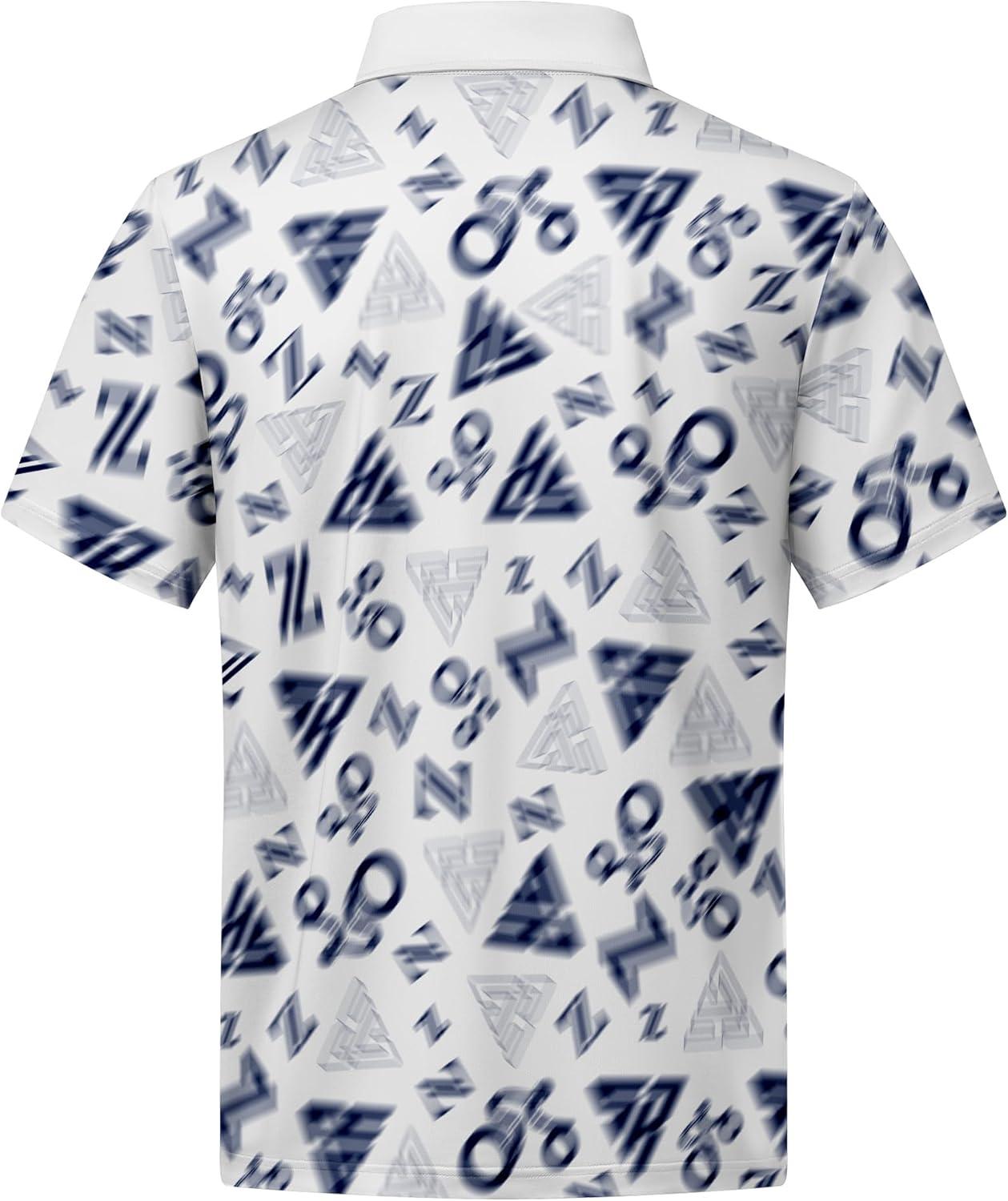 imageZITY Mens Golf Polo Shirt Short Sleeve Performance Moisture Wicking Collared Print Shirt for Golf and Casual WearZgeometry Sports