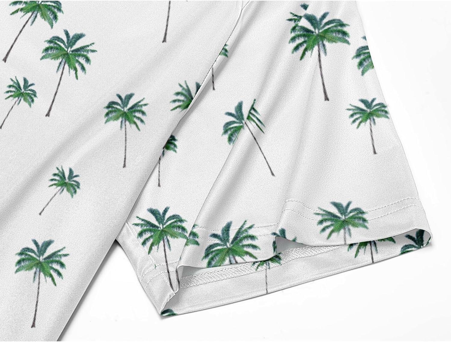 imageZITY Mens Golf Polo Shirt Short Sleeve Performance Moisture Wicking Collared Print Shirt for Golf and Casual WearZwhite Coconut Tree