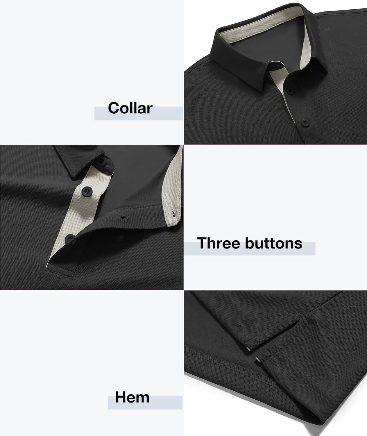 imageZITY Mens Golf Polo Shirts Short Sleeve Quickly Dry Performance Collared Polo Tennis Casual Shirt for MenDark Grey