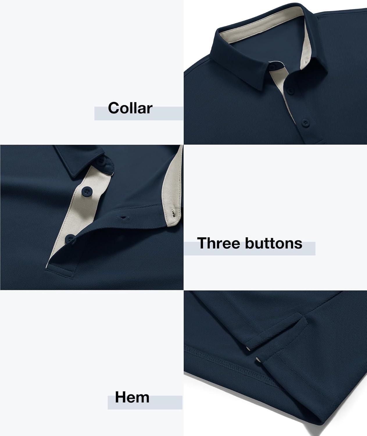 imageZITY Mens Golf Polo Shirts Short Sleeve Quickly Dry Performance Collared Polo Tennis Casual Shirt for MenNavy Blue