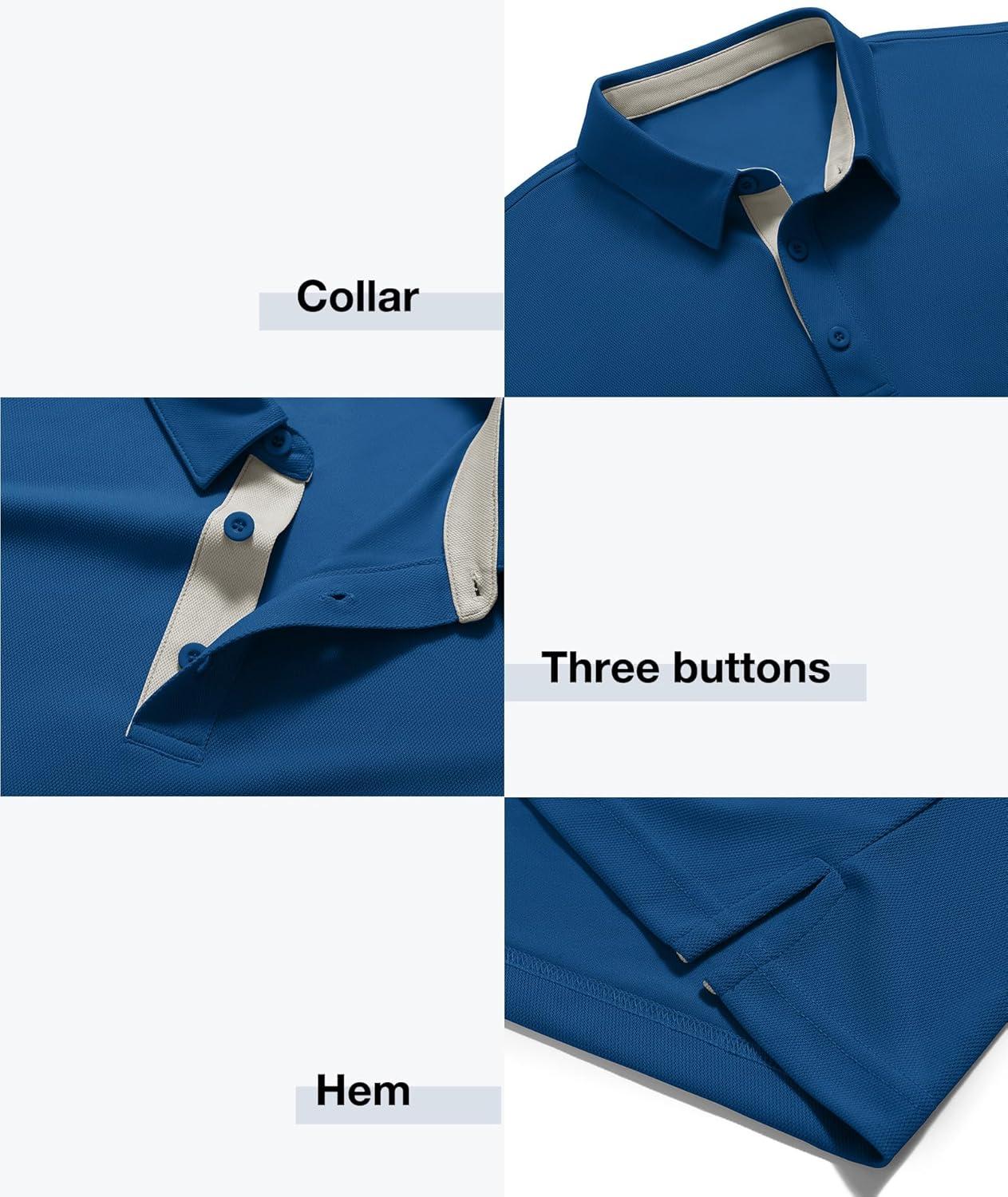 imageZITY Mens Golf Polo Shirts Short Sleeve Quickly Dry Performance Collared Polo Tennis Casual Shirt for MenRoyal Blue