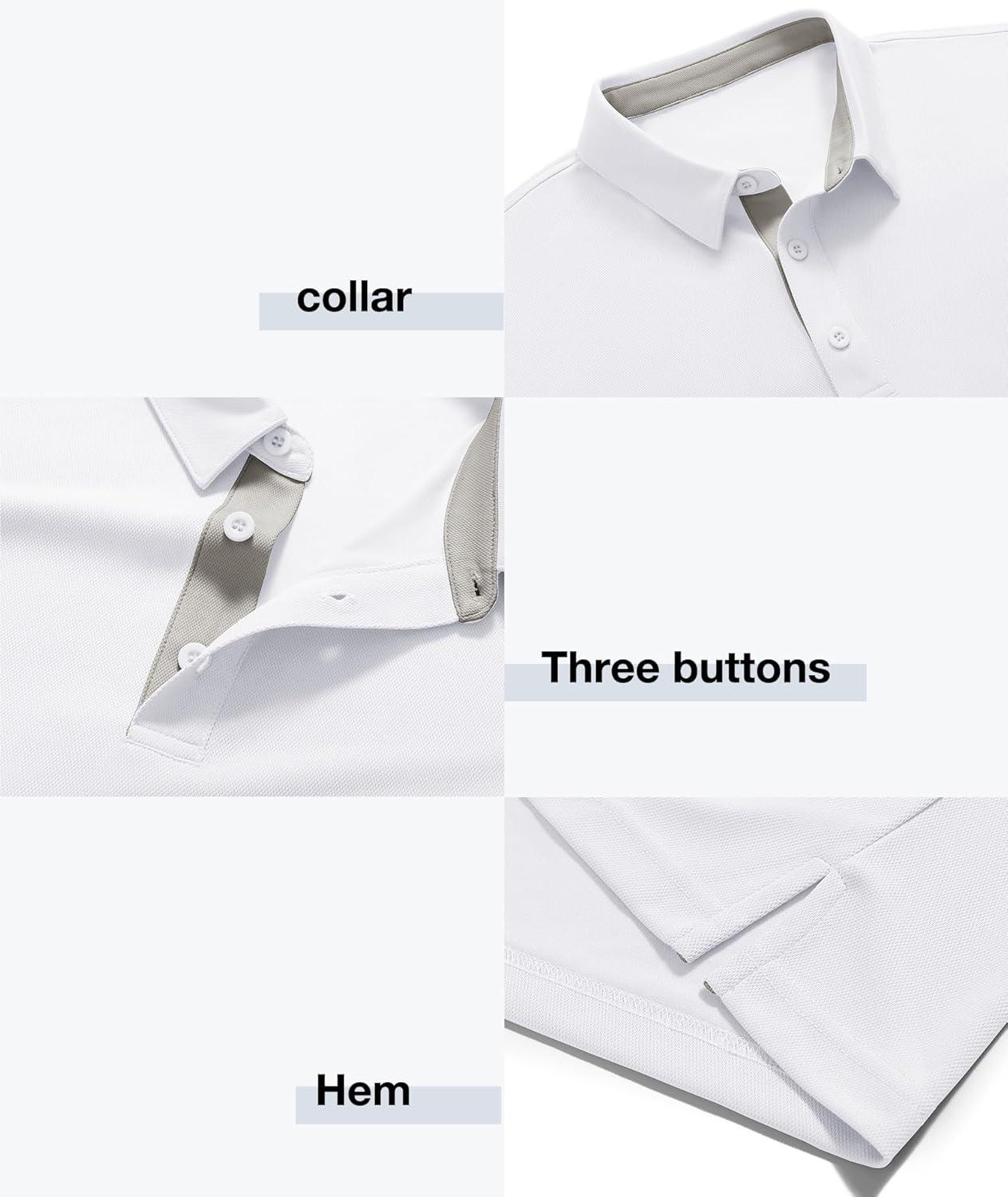 imageZITY Mens Golf Polo Shirts Short Sleeve Quickly Dry Performance Collared Polo Tennis Casual Shirt for MenWhite